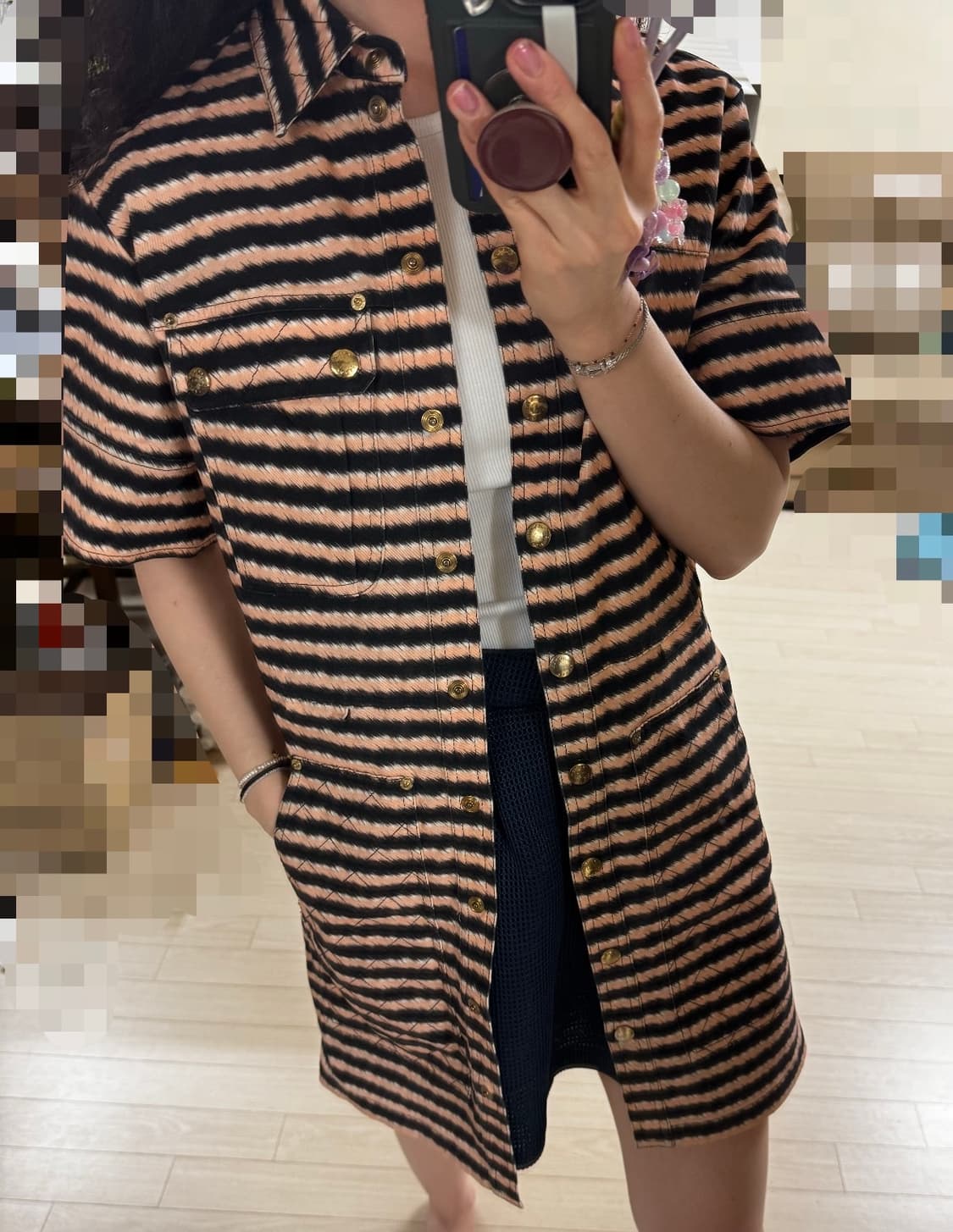 마른55 55 겐조 반팔 사파리 셔츠 원피스 겸 자켓 산드로 마르니 이로 상품이미지2
