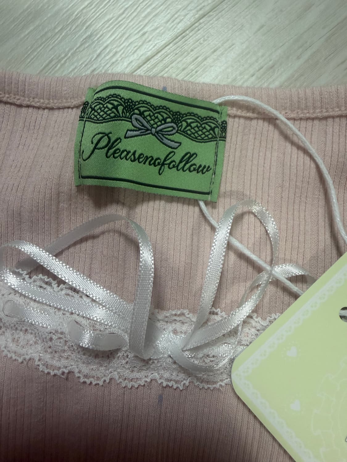 플노팔 핑크 주니 셔링 레이스 홀터탑 팝니다 플리즈노팔로우 상품이미지3