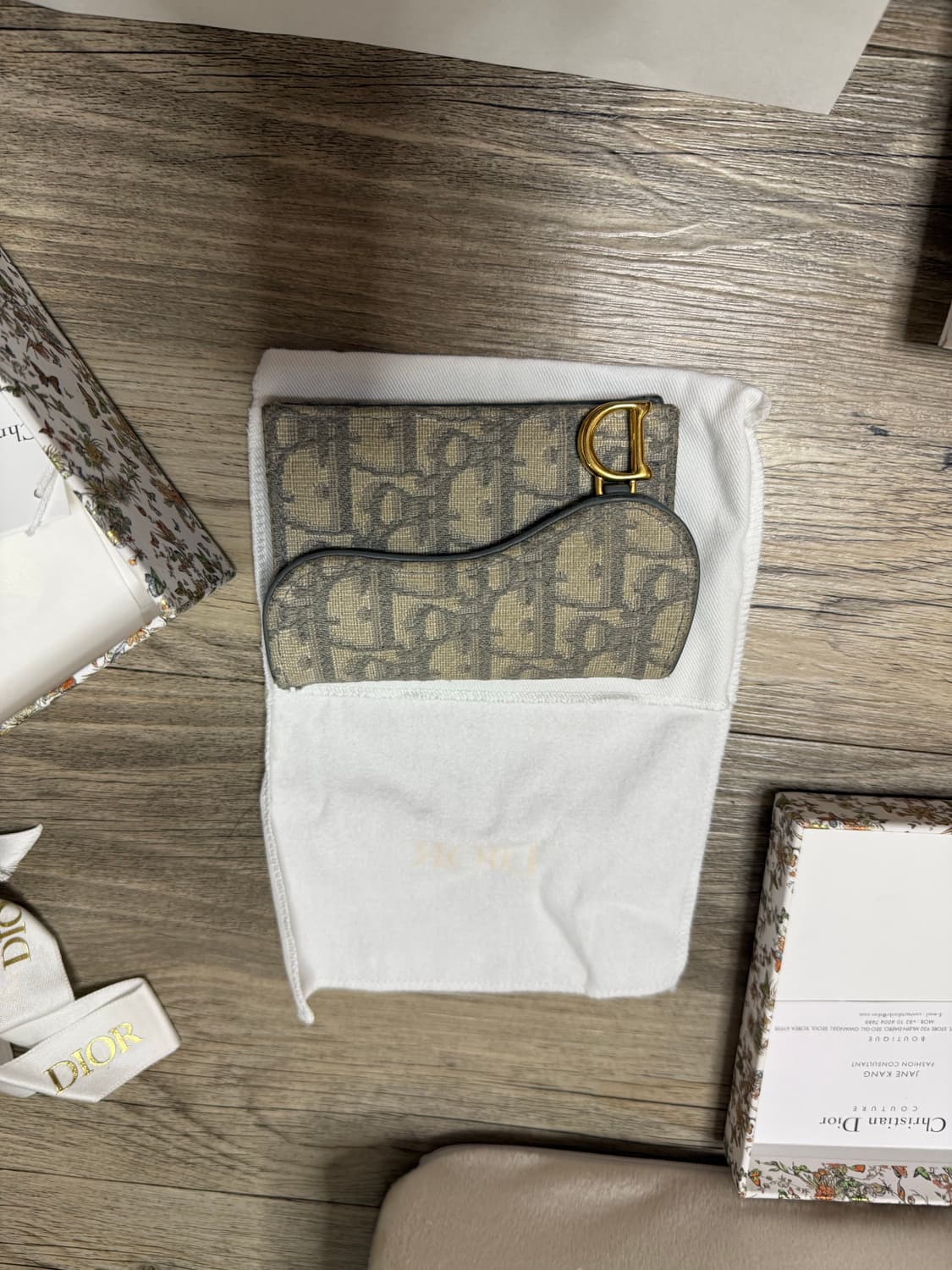 디올 오블리크 새들 카드지갑 베이지 상품이미지2