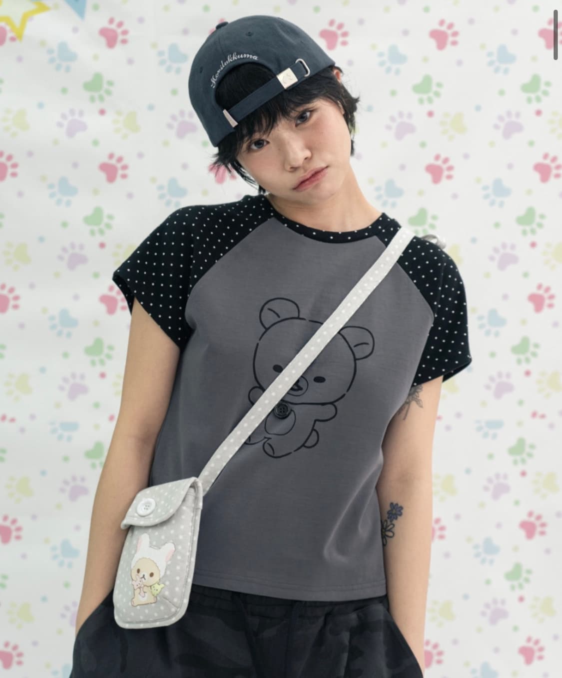 (공홈품절)허그유어스킨 코리락쿠마 반팔도트티 상품이미지1