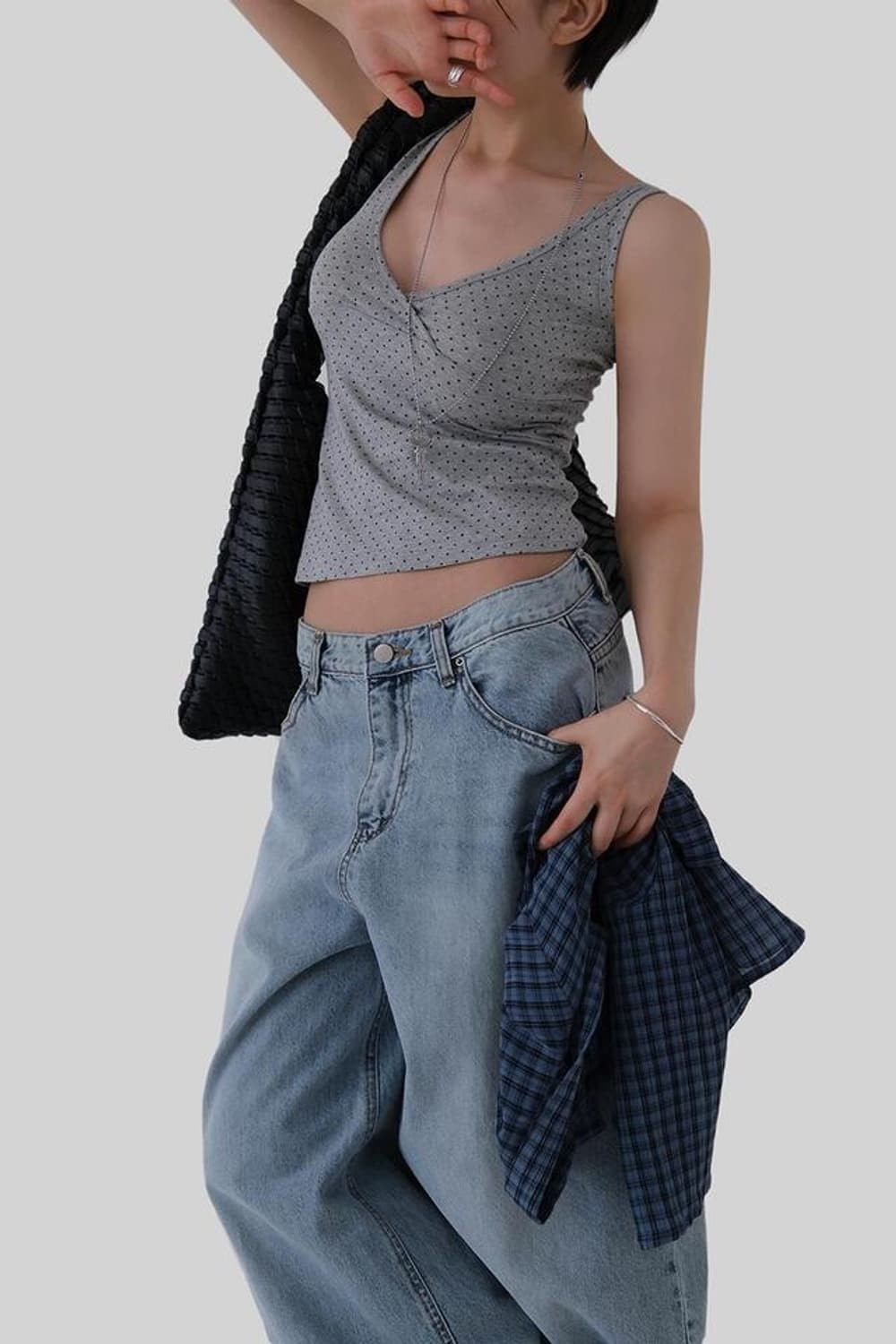 새상품 어텀 도트 나시 슬리브리스 상품이미지1