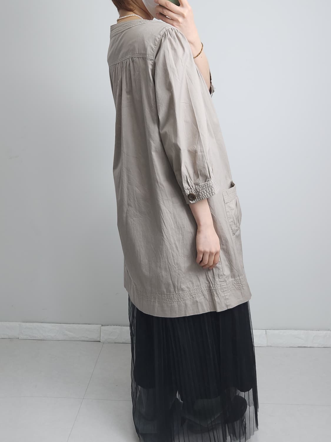 셔링 롱 블라우스 상품이미지3