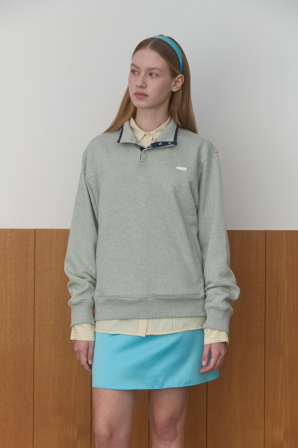 마조네 새틴 스커트 블루 M 상품이미지4