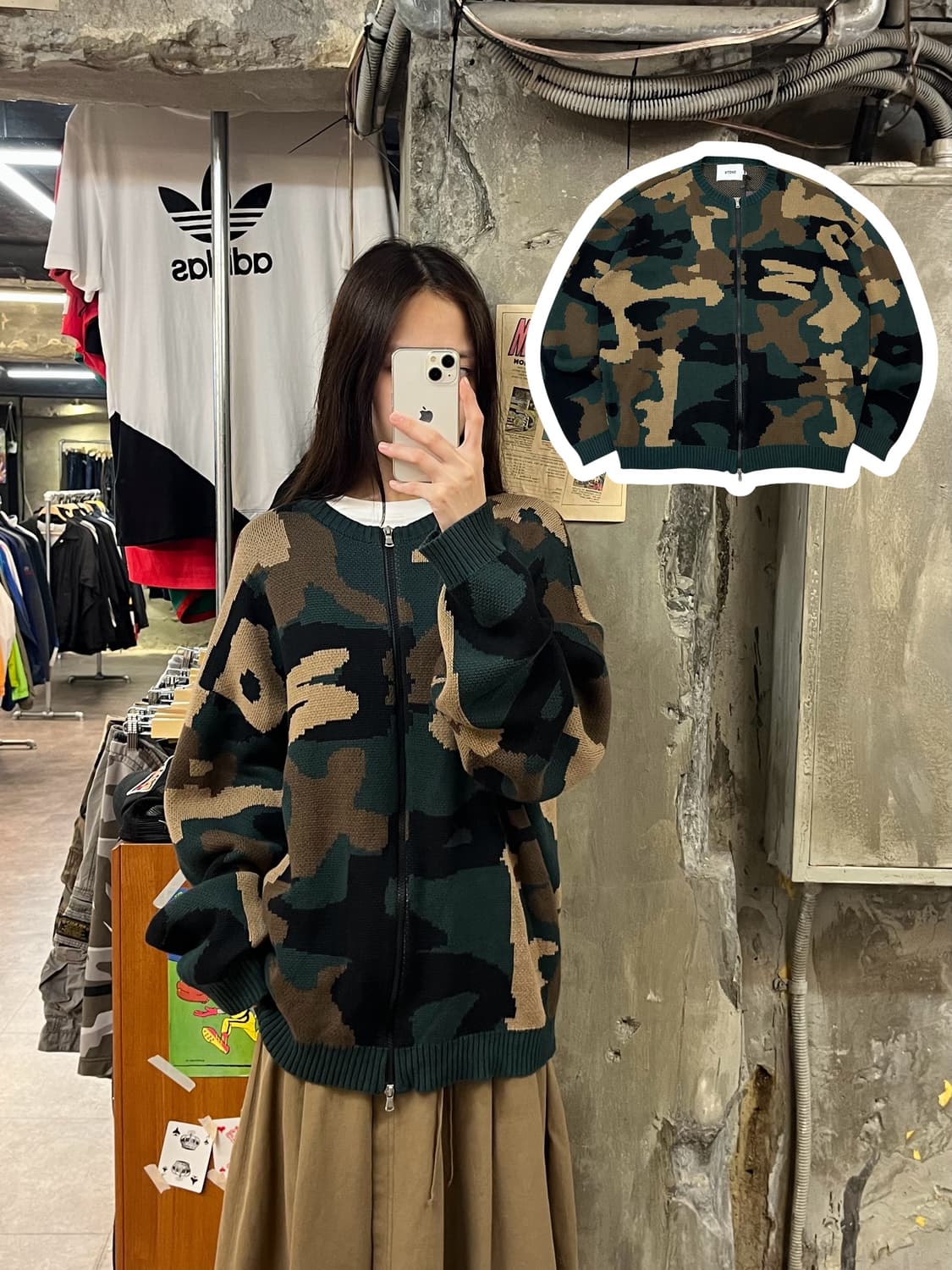 엑스톤즈 카모 가디건 투웨이 집업 그린 L #csz1158 상품이미지1