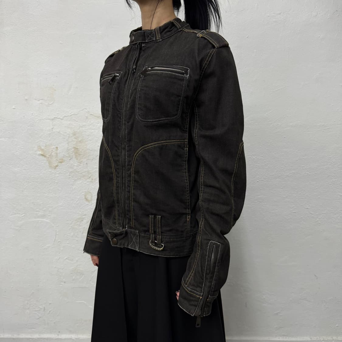 디젤(DIESEL) 블랙컬러 워시드 데님 빈티지 쇼트 라이더스 자켓 상품이미지1