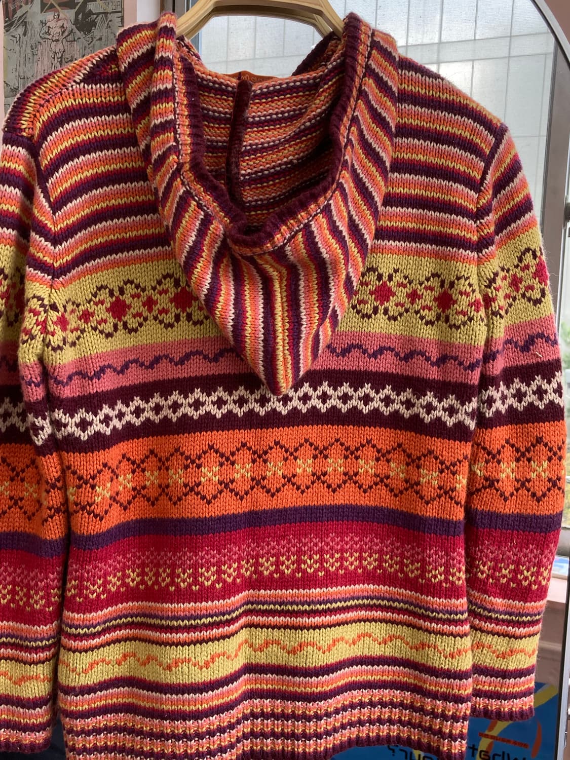 빈티지 노르딕 패턴 니트 후드집업 상품이미지5