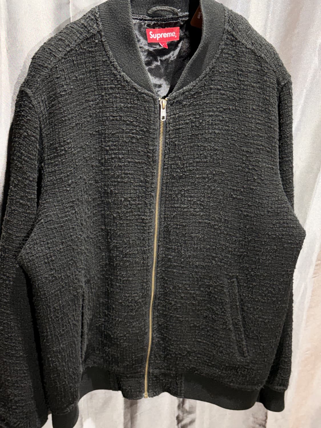 L SUPREME 슈프림 아치로고 헤어리 부클 블랙 블루종 상품이미지6