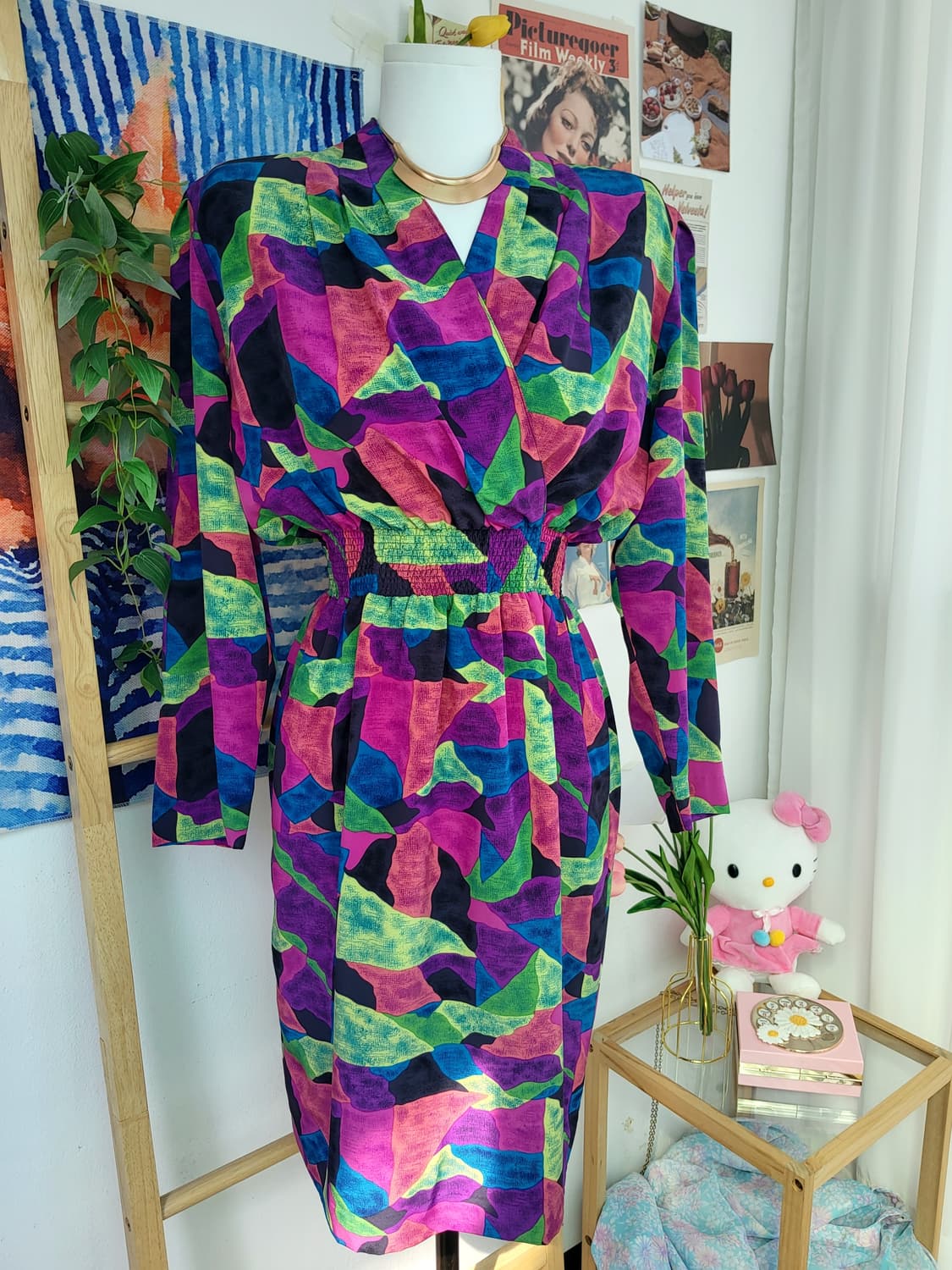 컬러풀 패턴 롱원피스 수입 빈티지 복고  상품이미지4