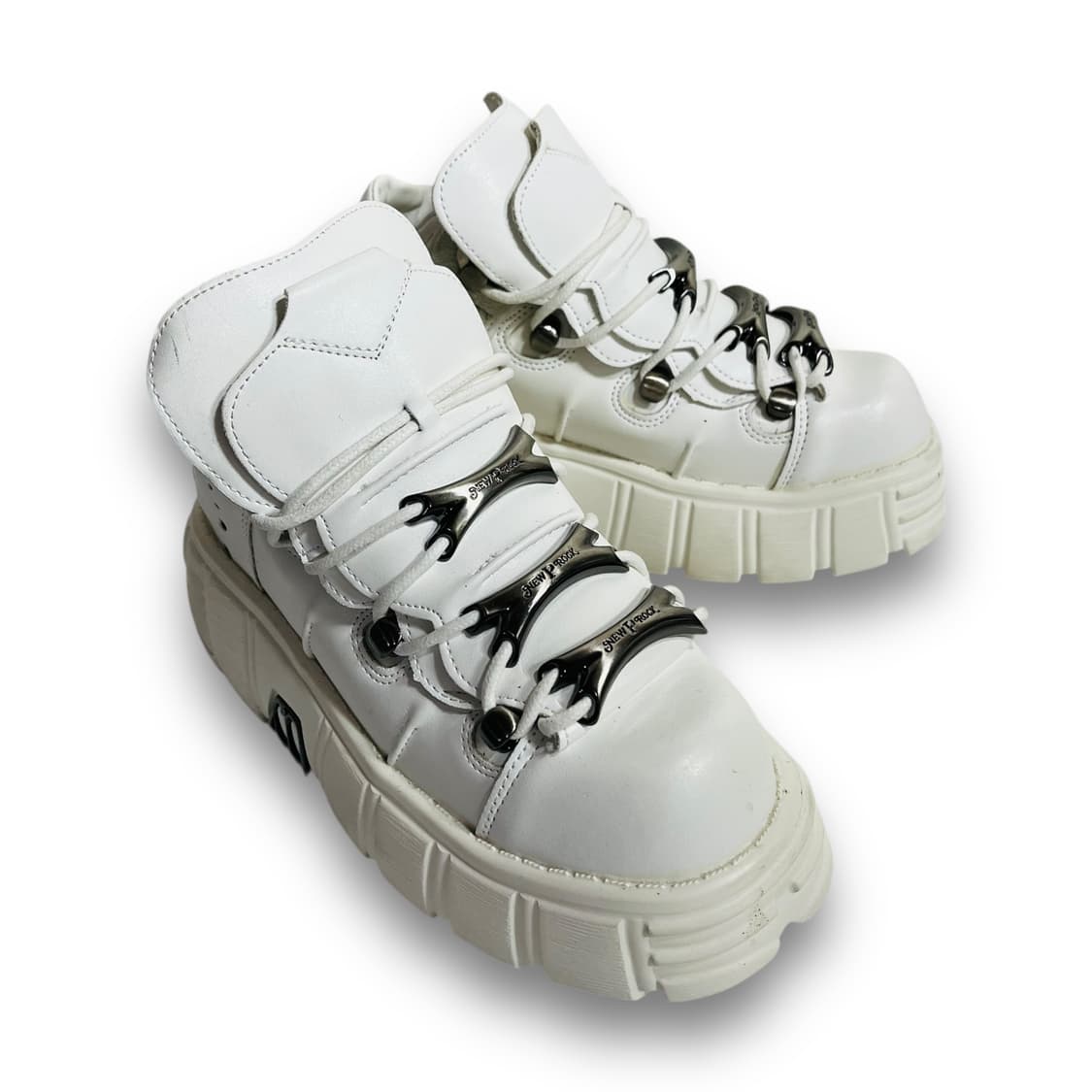 Punk Mid Buckle Platform White Shoes 상품이미지4