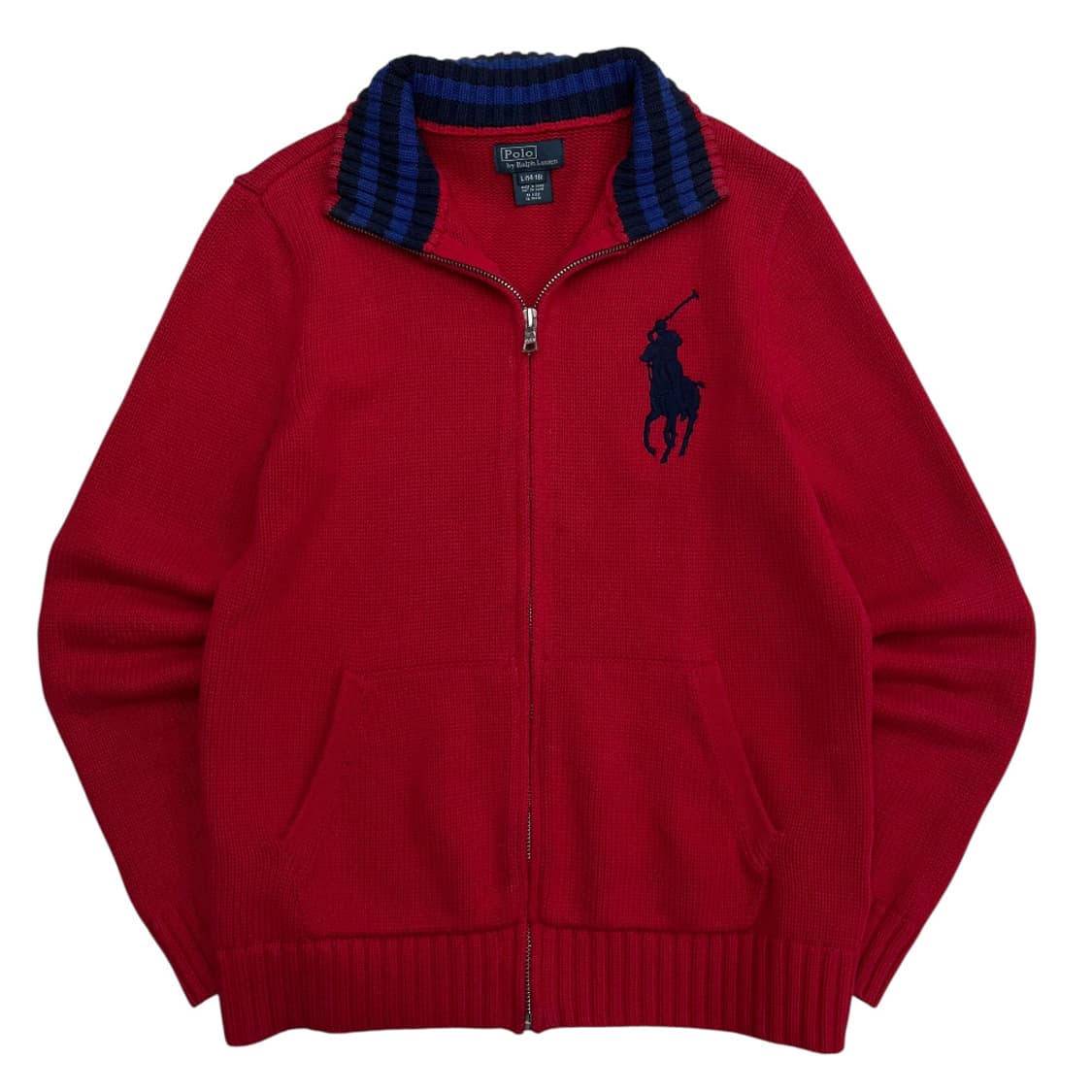 폴로 랄프로렌 네이비 빅포니 레드 니트집업 L 상품이미지2