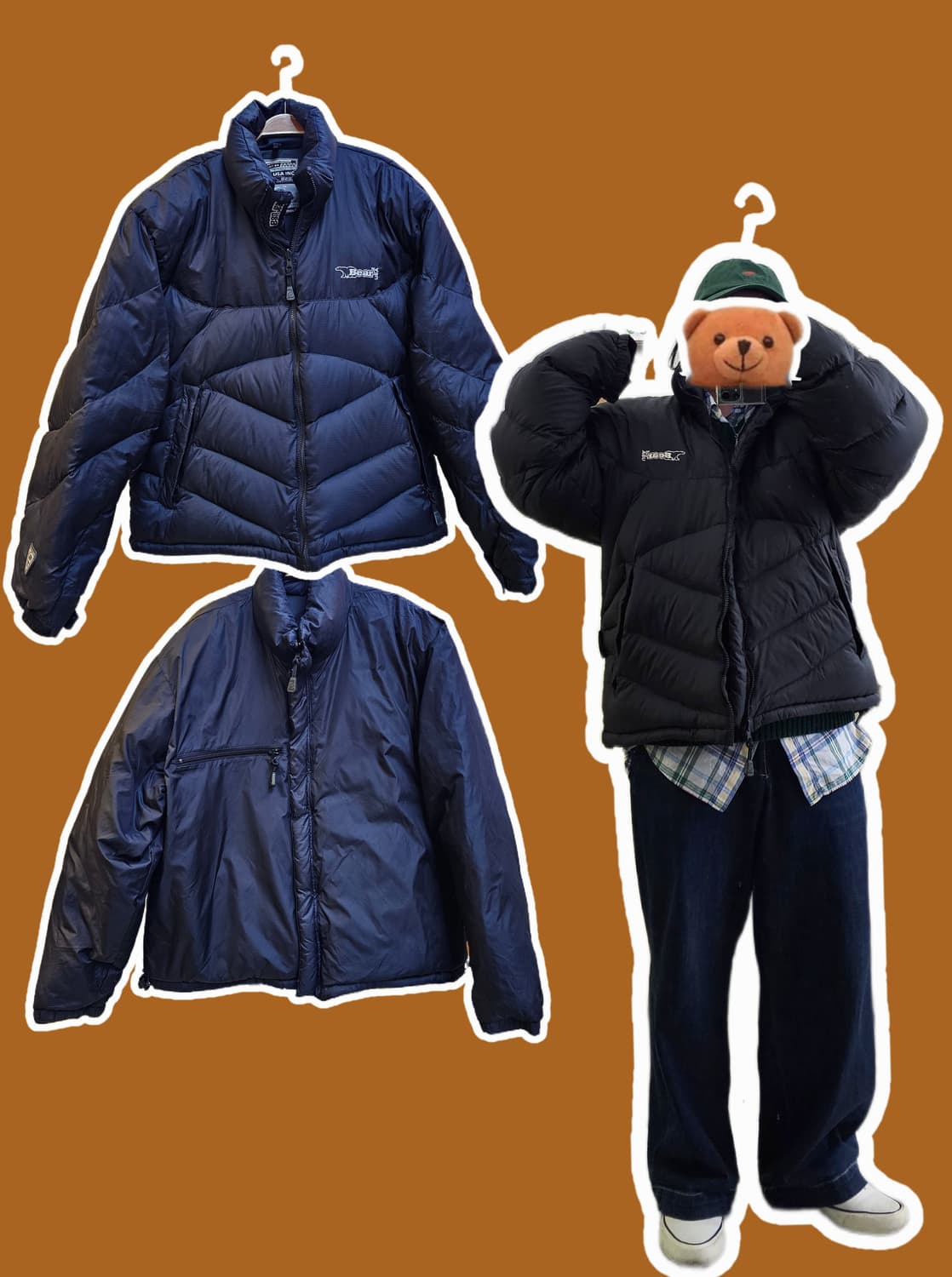 Bear USA 블랙 화이트구스다운 리버시블 패딩 상품이미지1