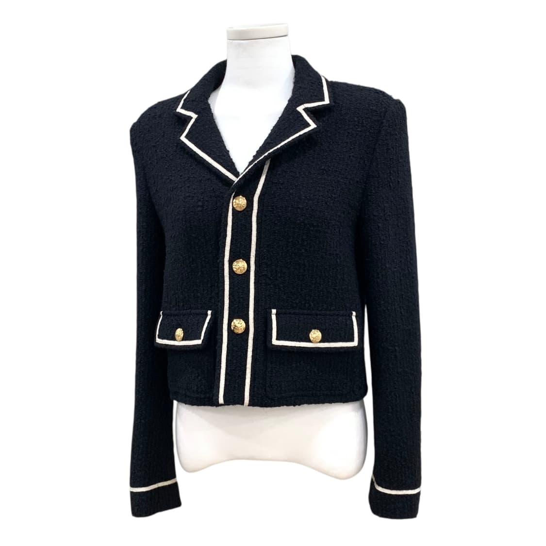 셀린느 샤세르 부클레 울 트위드 골드 버튼 자켓 상품이미지2