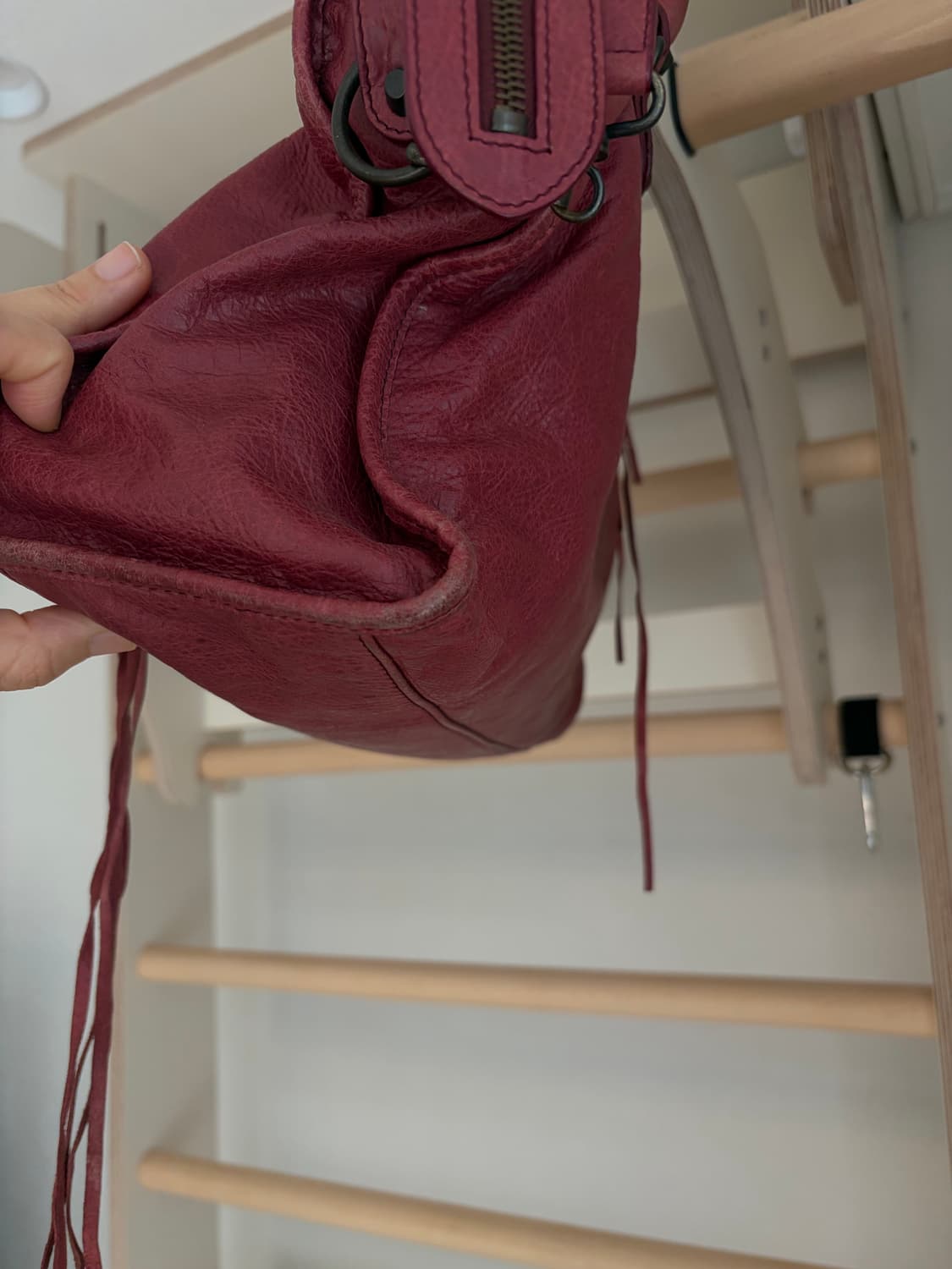 발렌시아가 모터백 버건디 상품이미지9