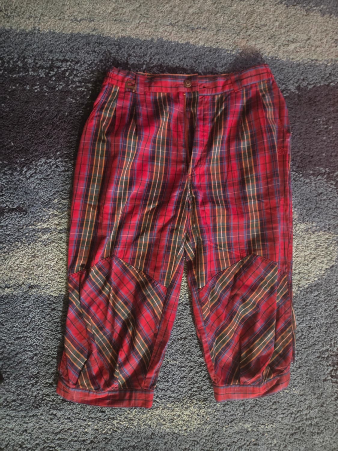 코오롱스포츠 남성 밑단벨크로 체크 7부팬츠 레드 상품이미지1