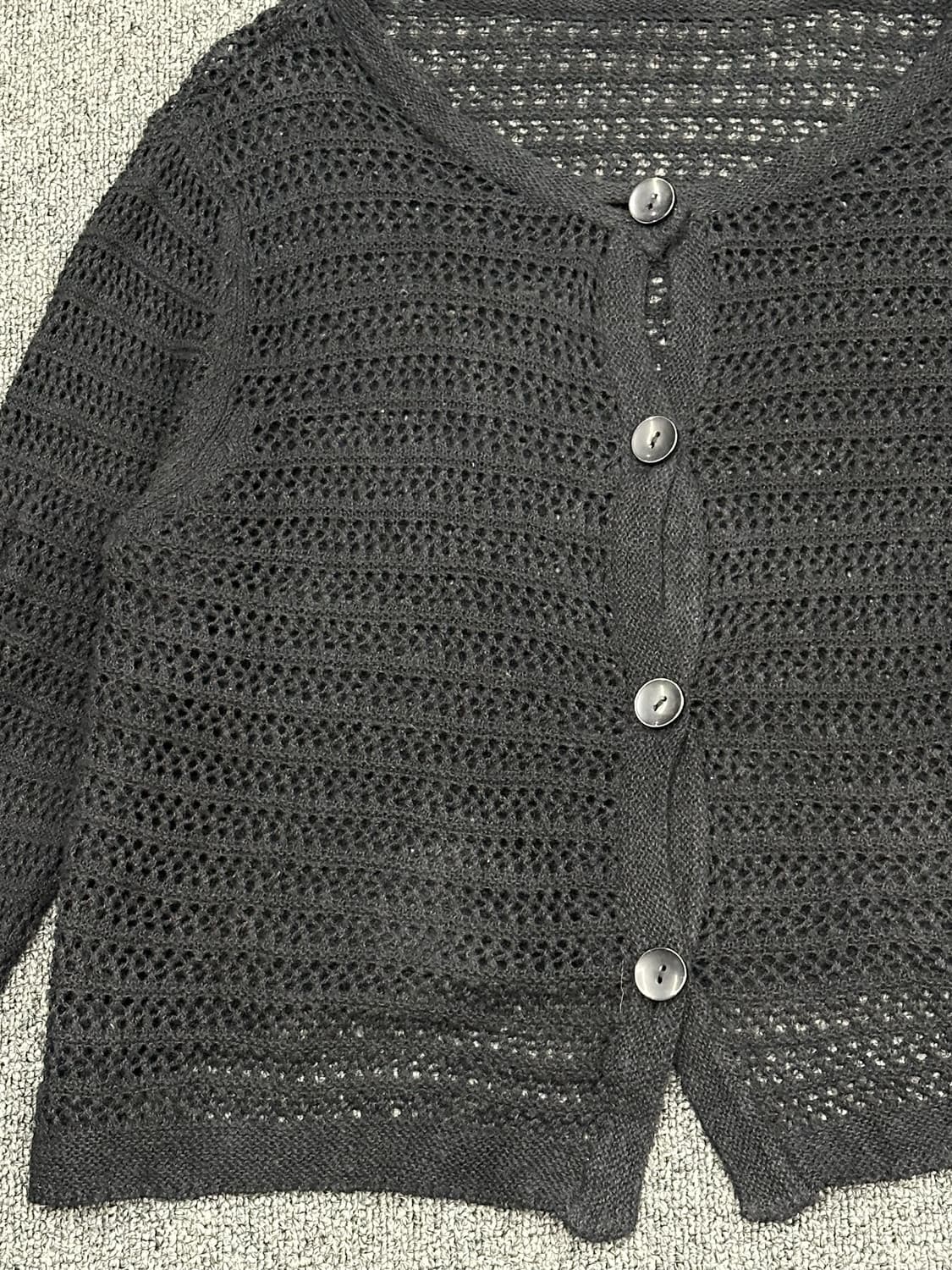 OS)Japanese vintage 여성 블랙 크롭 가디건 상품이미지2