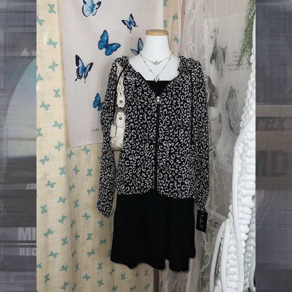 블랙 레오파드 여름 후드 집업 상품이미지7