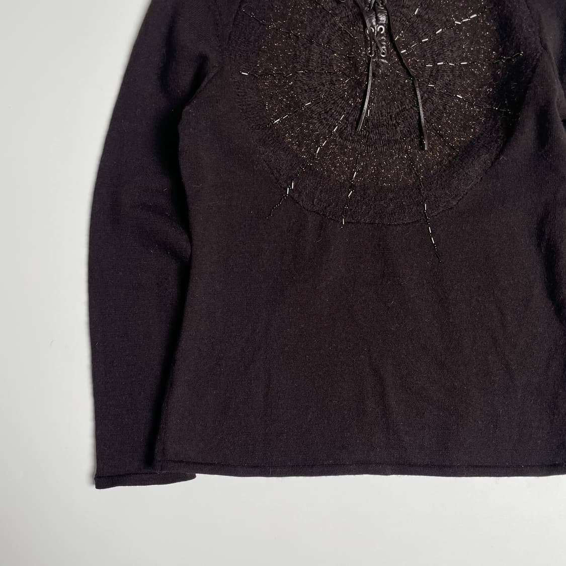 Krizia 비즈 레더 끈 울 블렌드 니트 상품이미지4