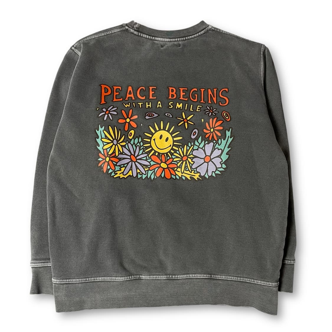 빅웨이브 로고프린팅 그레이 피그먼트 맨투맨 L 상품이미지2