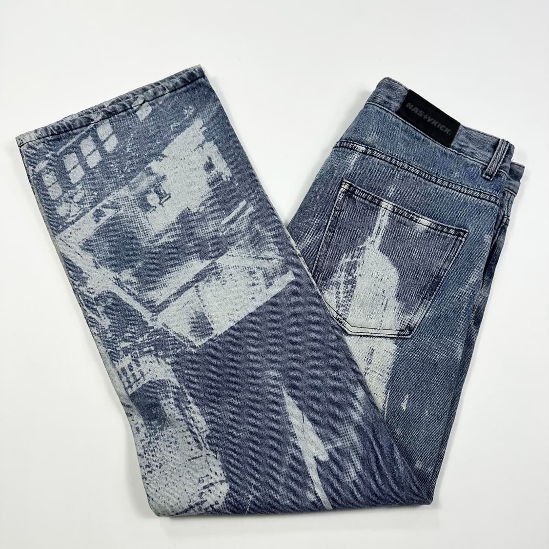 네스티킥 페인팅 와이드 데님 팬츠 (34인치) 상품이미지2