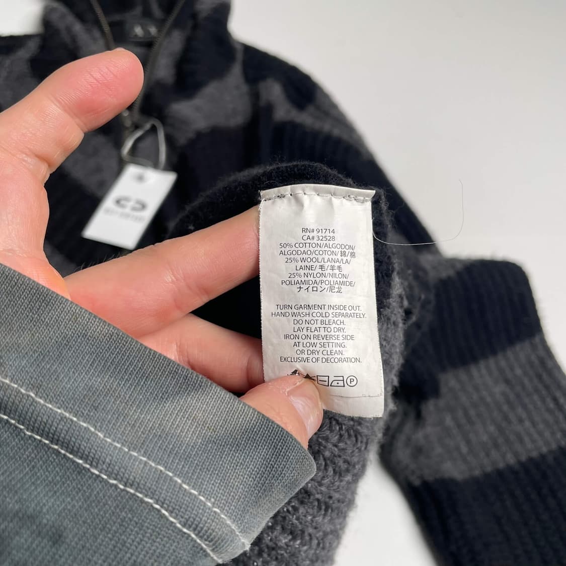 Armani 대각 스트라이프 울 블렌드 집업 후디 상품이미지7