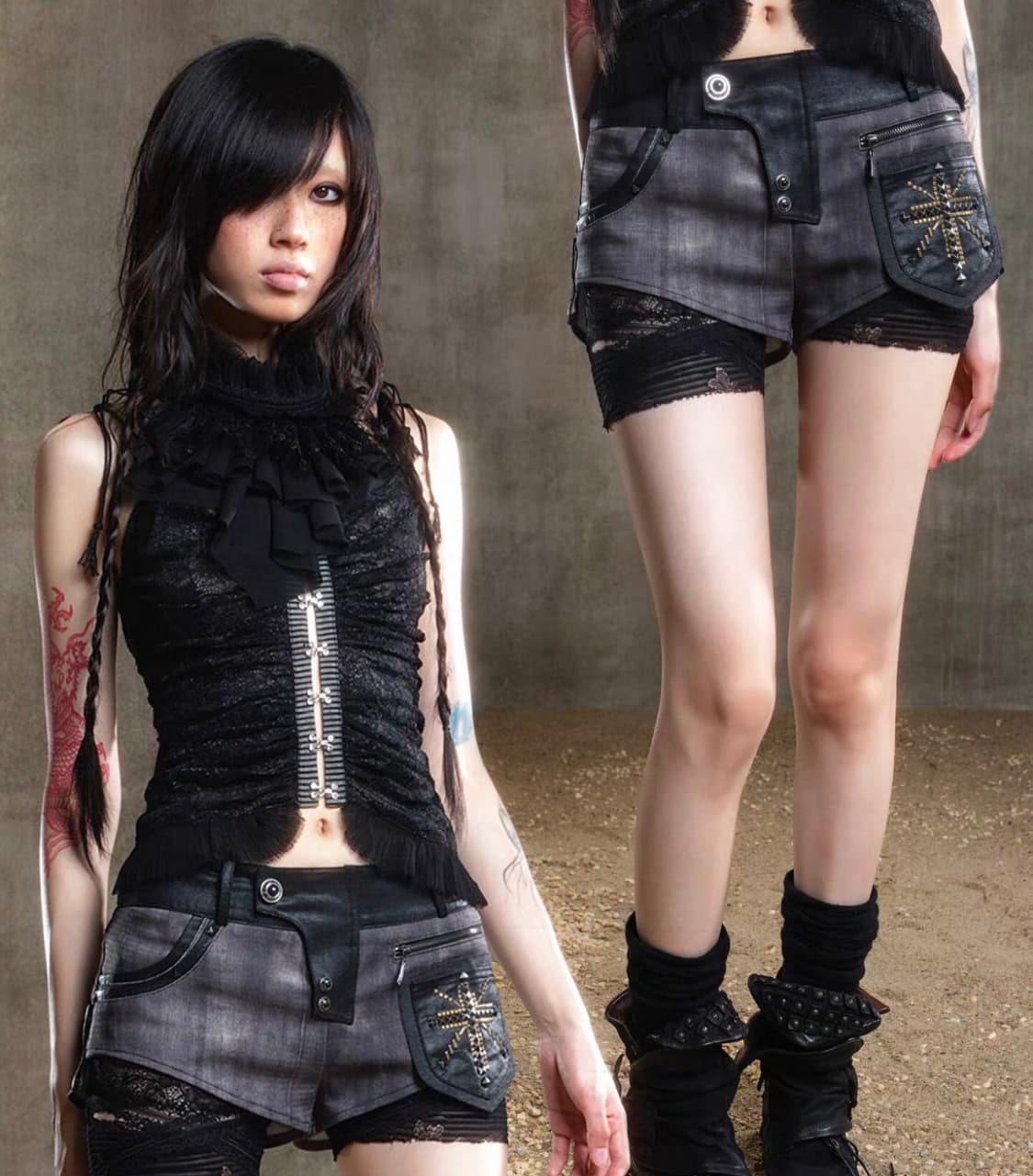 Ariadnaw 블랙 레이스 숏팬츠 상품이미지1