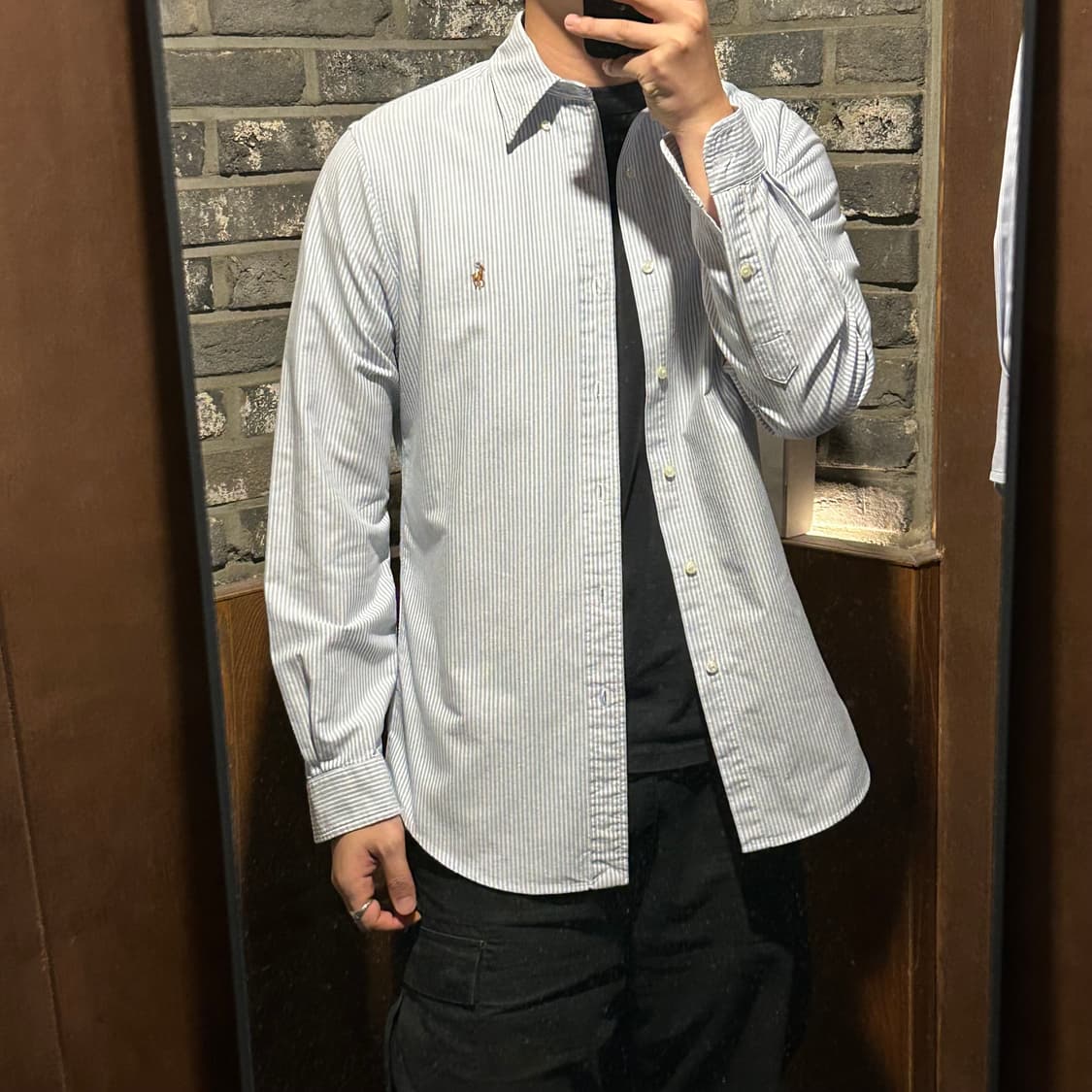 M) 폴로 랄프로렌 클래식 하늘색 스트라이프 옥스포드 셔츠 상품이미지10