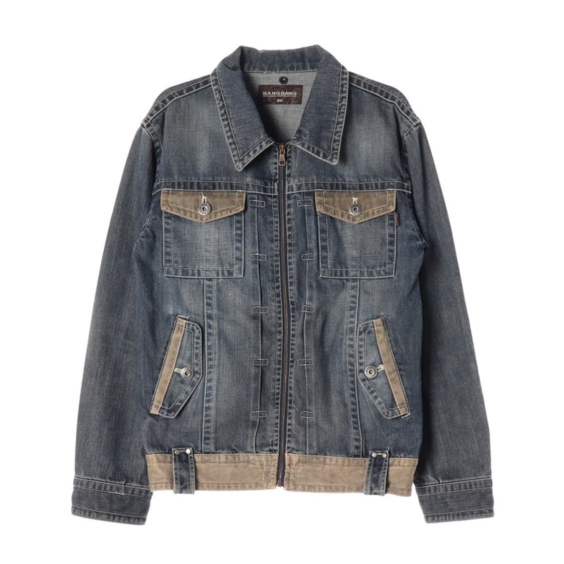 뱅뱅 빈티지 배색 포인트 워싱 데님 자켓 L 상품이미지1