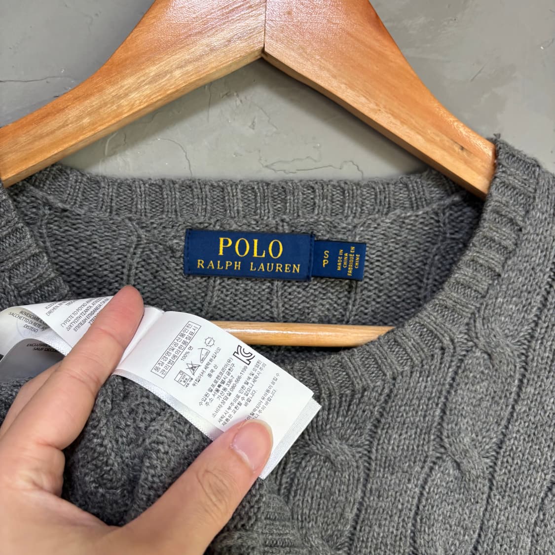 폴로 랄프로렌 꽈배기 니트 그레이 버건디 상품이미지3