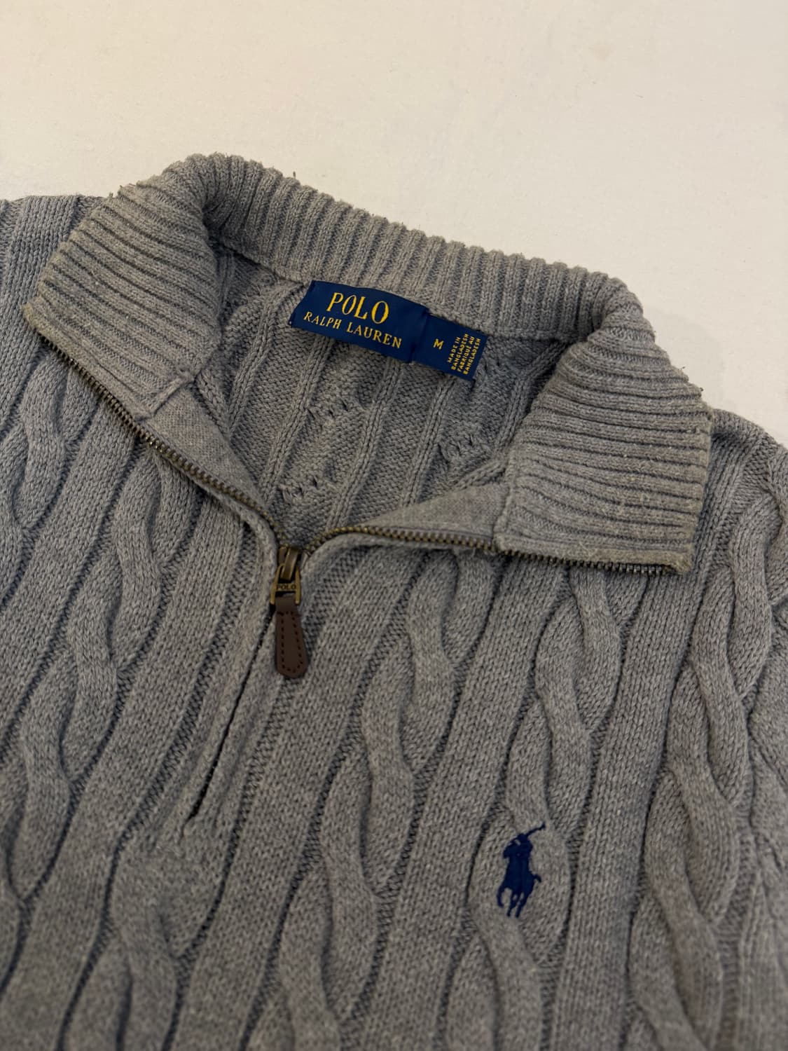 폴로 랄프로렌 반집업 꽈배기 케이블 니트 그레이 상품이미지2