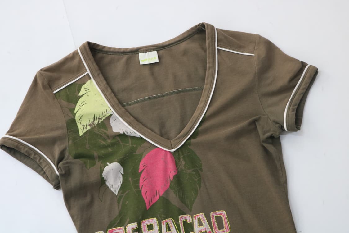 GAS 가스 빈티지 트로피컬 리프 그래픽 브이넥 반팔 티셔츠 (S) 상품이미지4