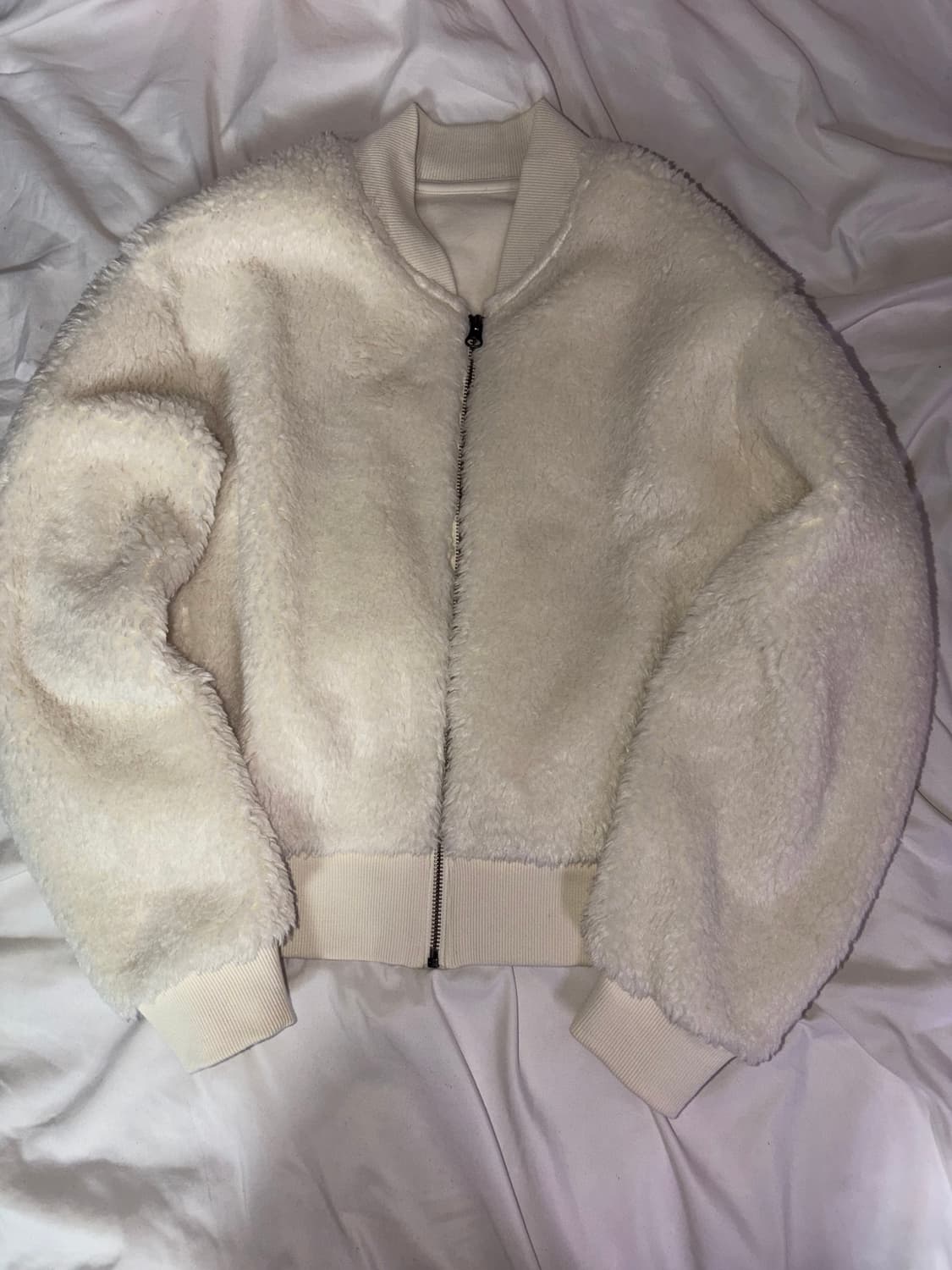 유니클로 크림 퍼 세미크롭 자켓 갸루 히메갸루 오네갸루 상품이미지4