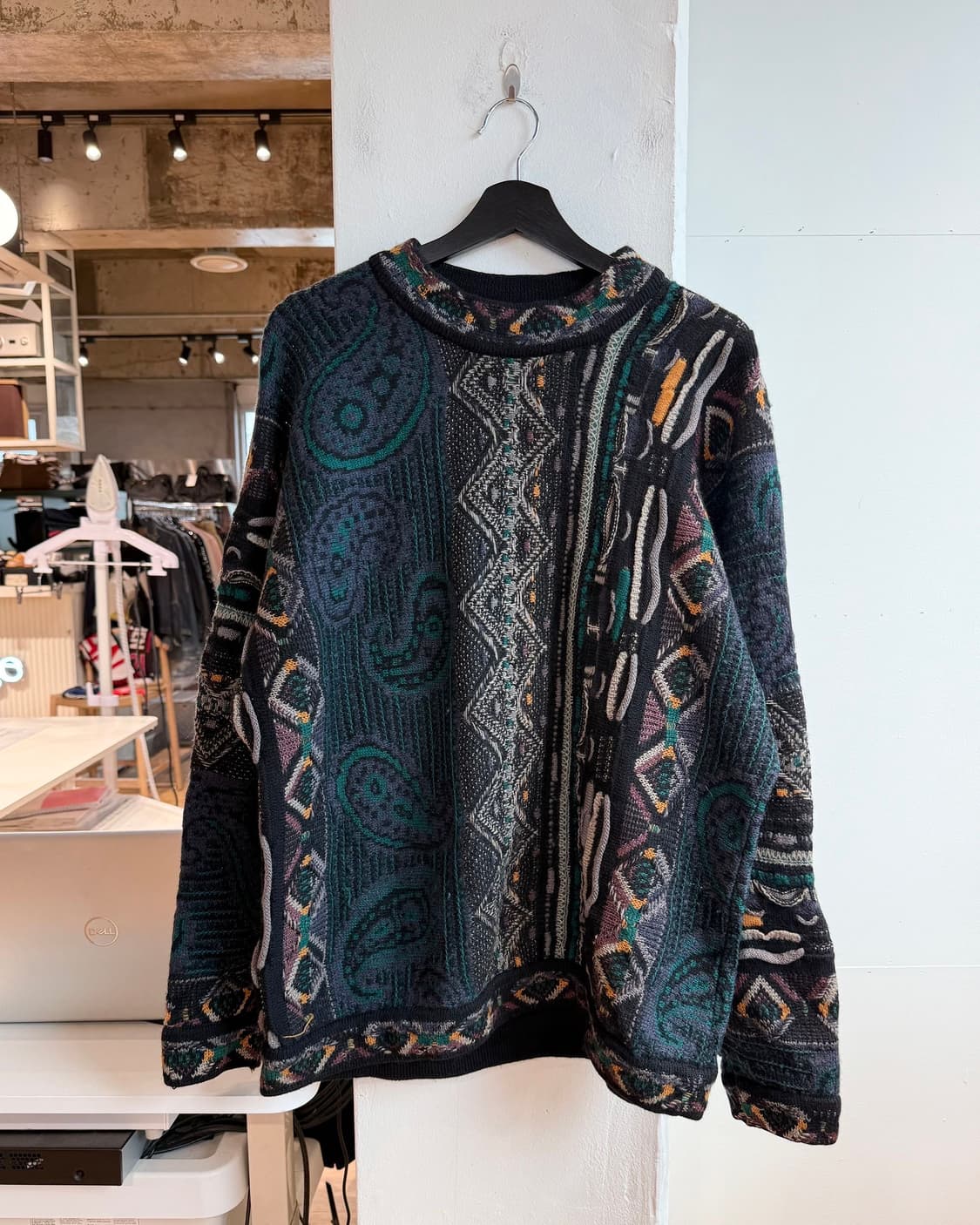 쿠지 블랙 패턴 케이블 울 니트  상품이미지2