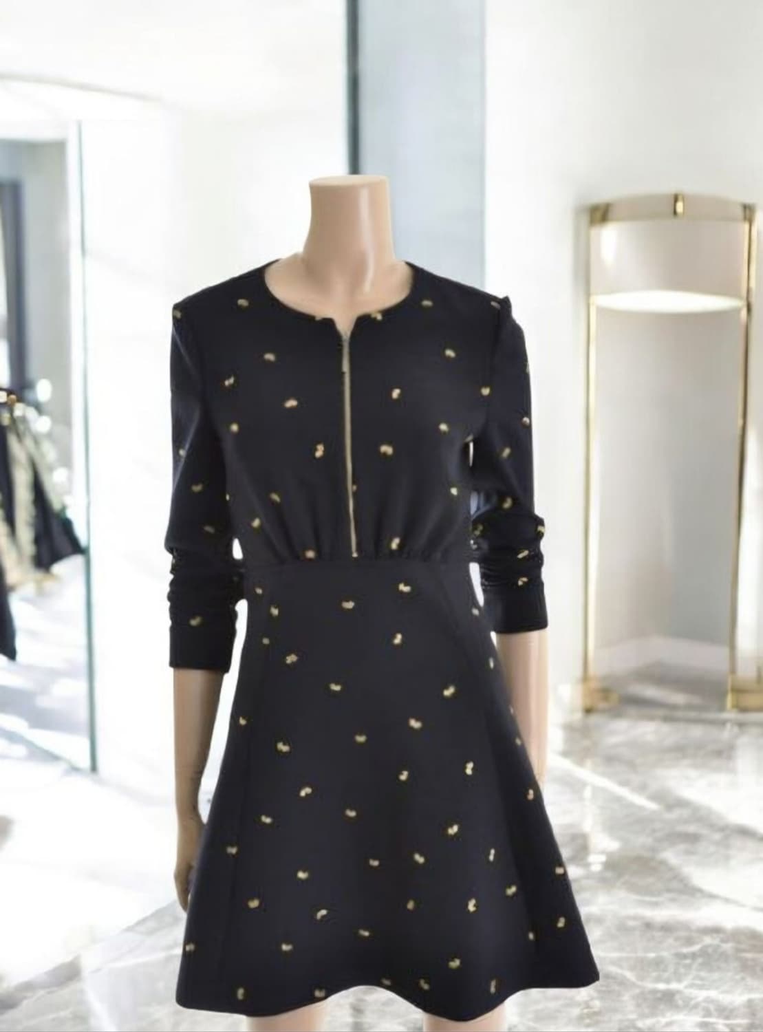 시슬리 앞지퍼 금사 자수 네이비 미디원피스 55 상품이미지1