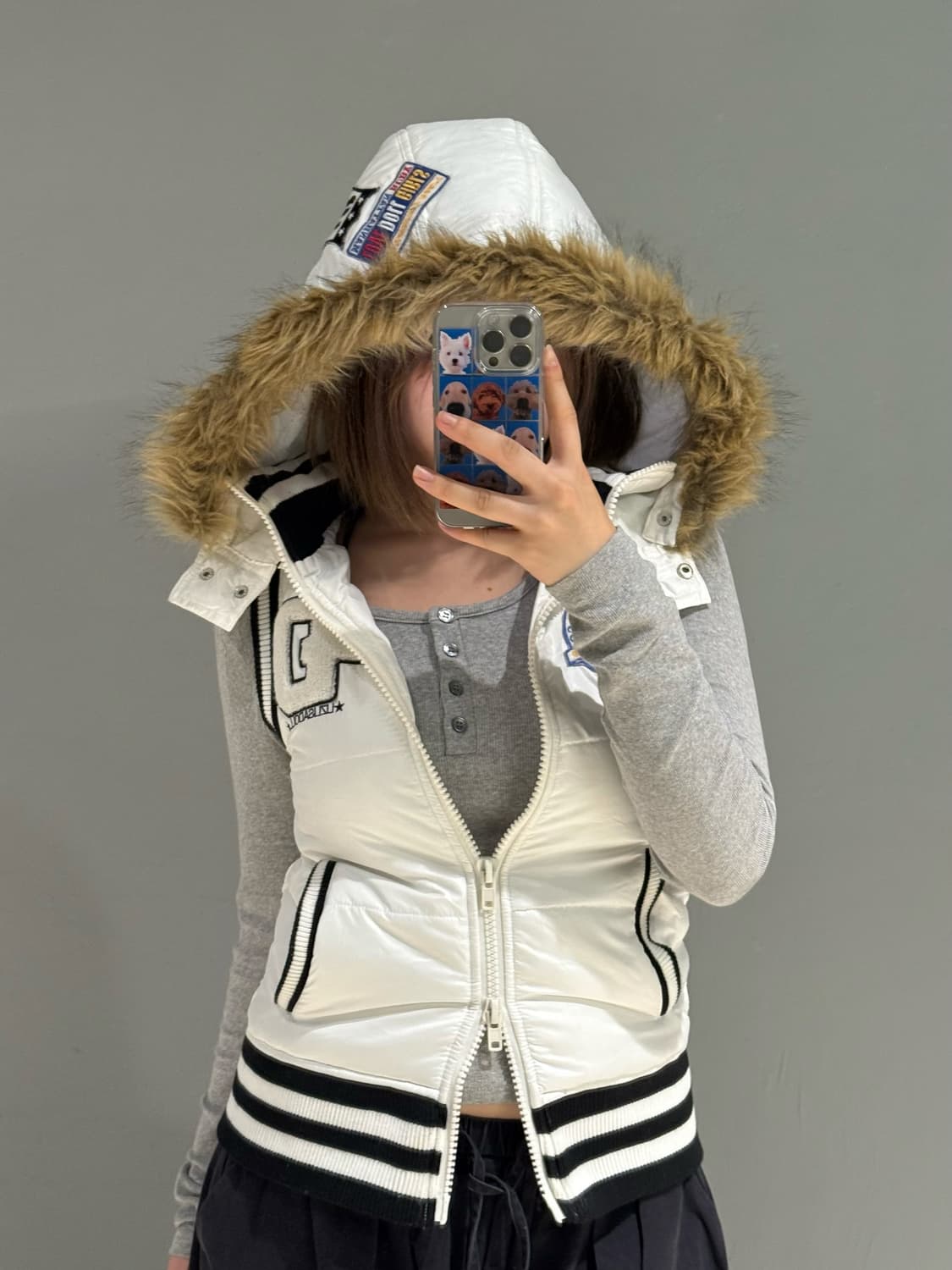 Liz lisa doll hood fur padding vest 상품이미지3