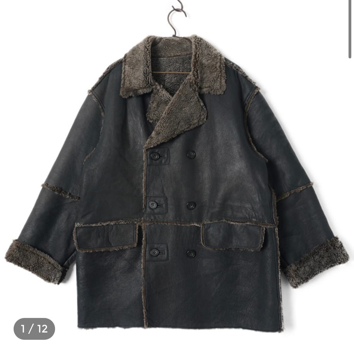 양가죽 무스탕 미디 코트 상품이미지1