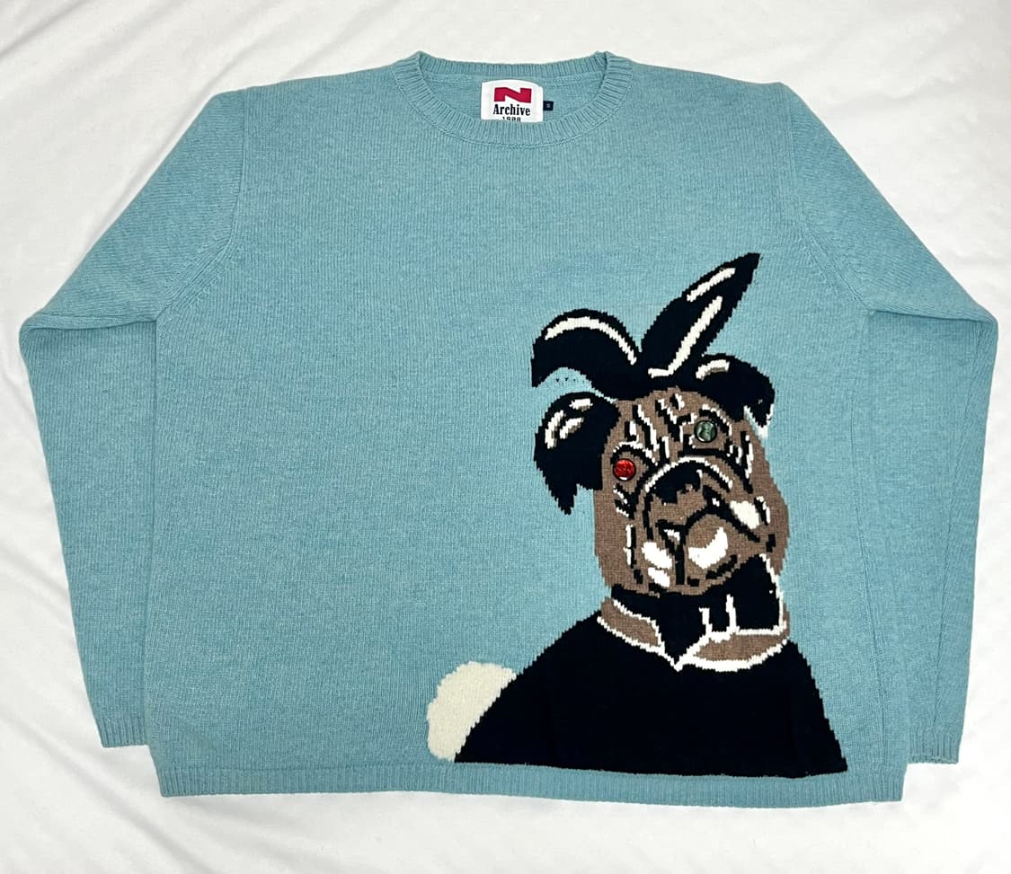 [COLLECTION LINE] 플레이 도그 오버핏 자카드 니트 풀오버 상품이미지3