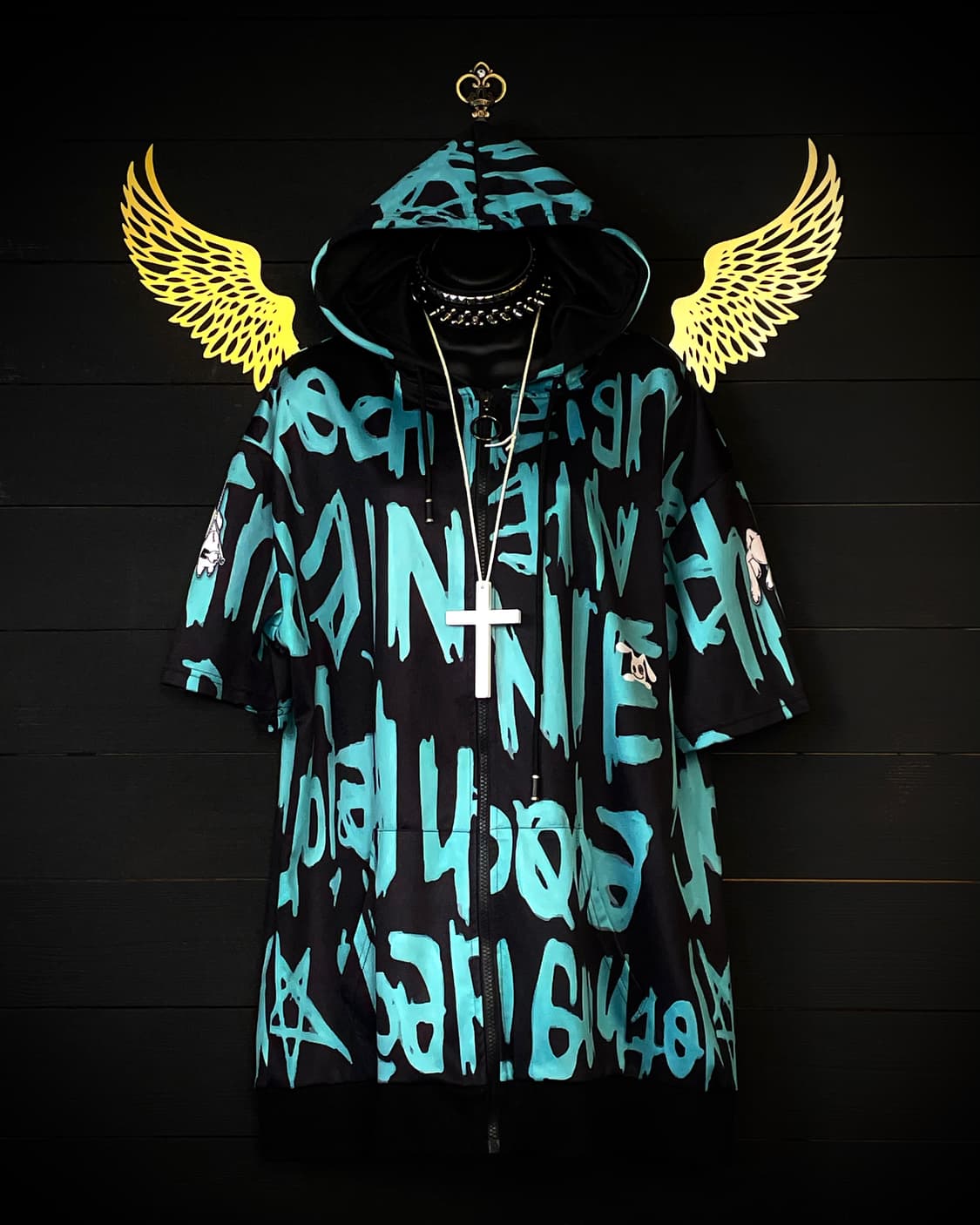 NieR CLOTHING 펑크 민트 빅 레터링 후드집업 상품이미지1