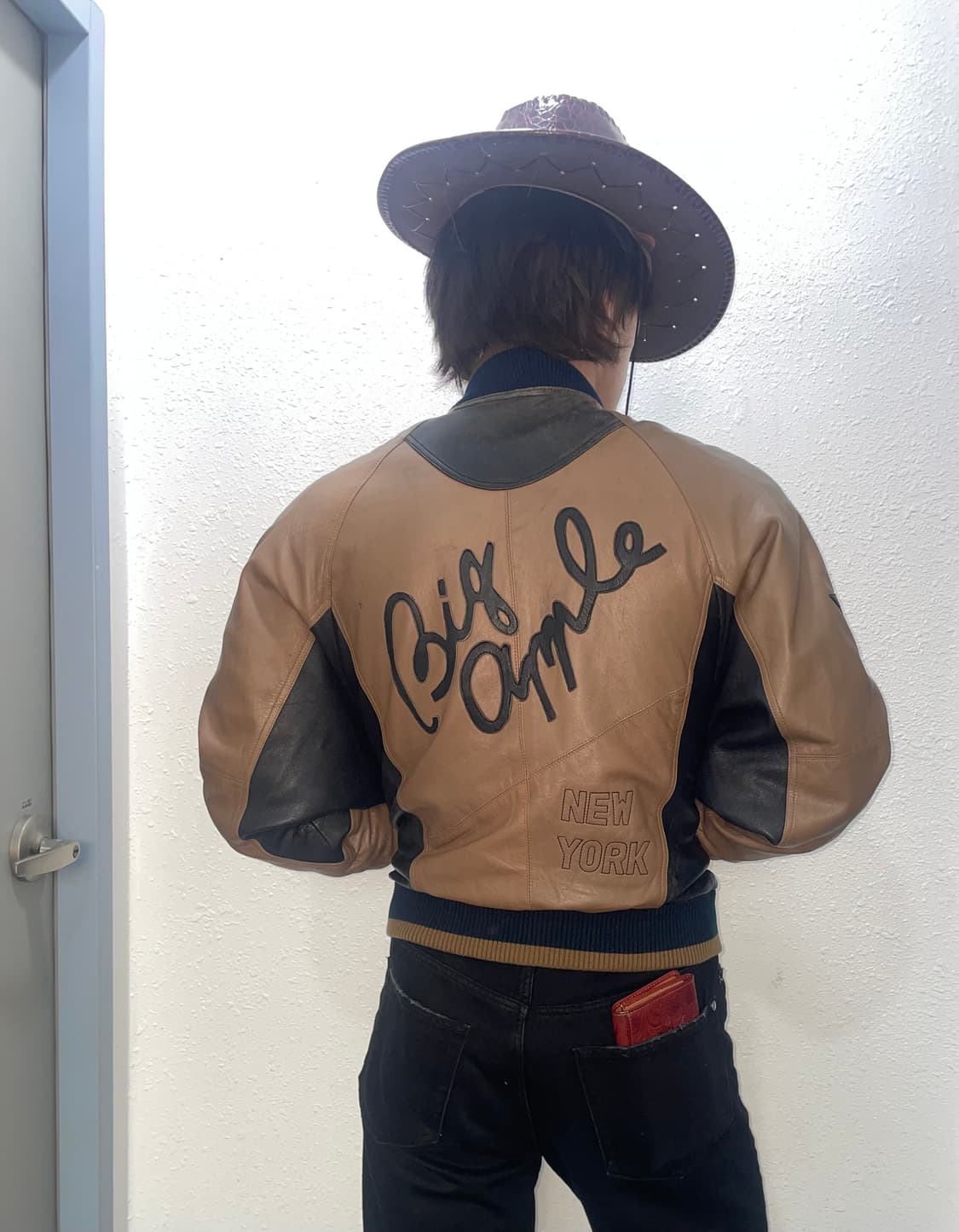 카우보이 레더 바시티자켓 상품이미지3