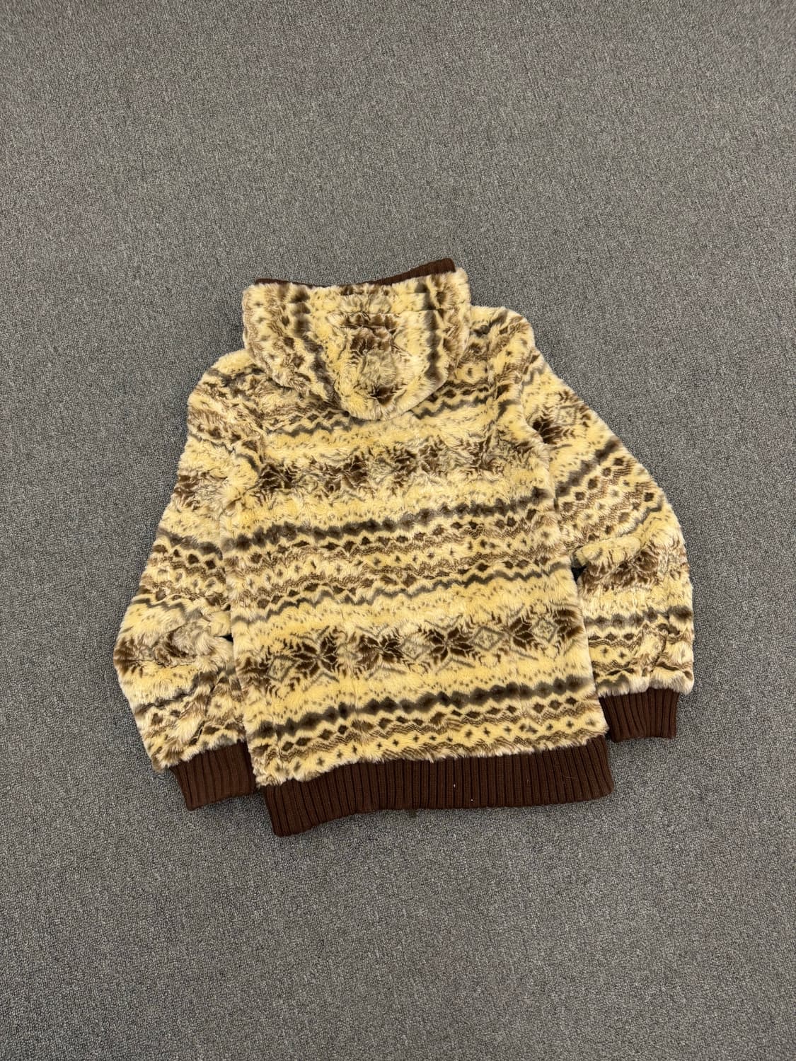 M)Japnese vintage 노르딕 패턴 플리스 후드 자켓 상품이미지4