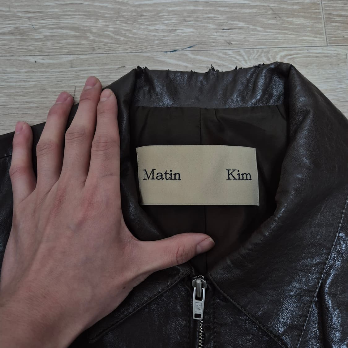 마뗑킴 빈티지 레더 라이더 가죽자켓 XL(105) 상품이미지6