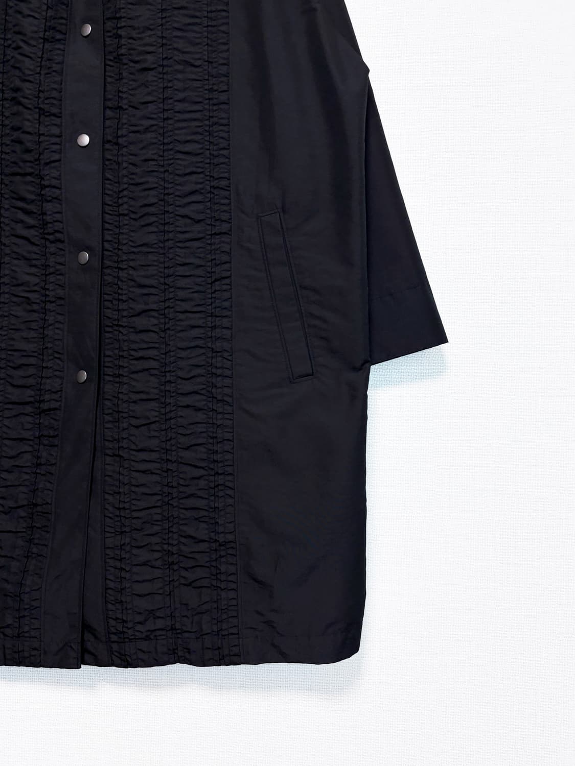 Shirring Nylon Midi Jacket - Black 상품이미지7