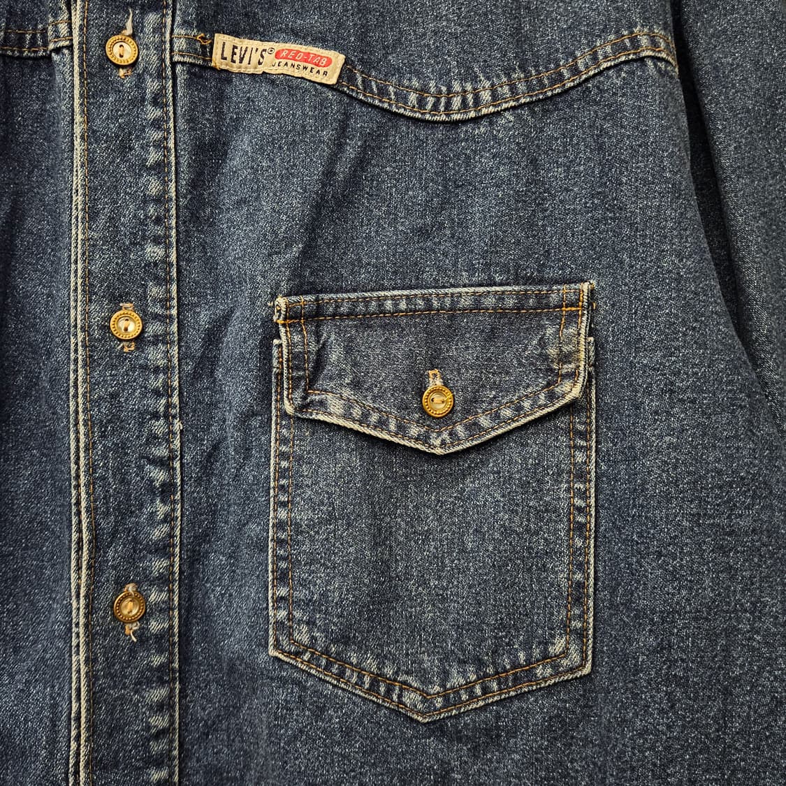 90s 리바이스 레드탭 헤비게이지 웨스턴 데님 셔츠 메탈버튼 N1135 상품이미지3