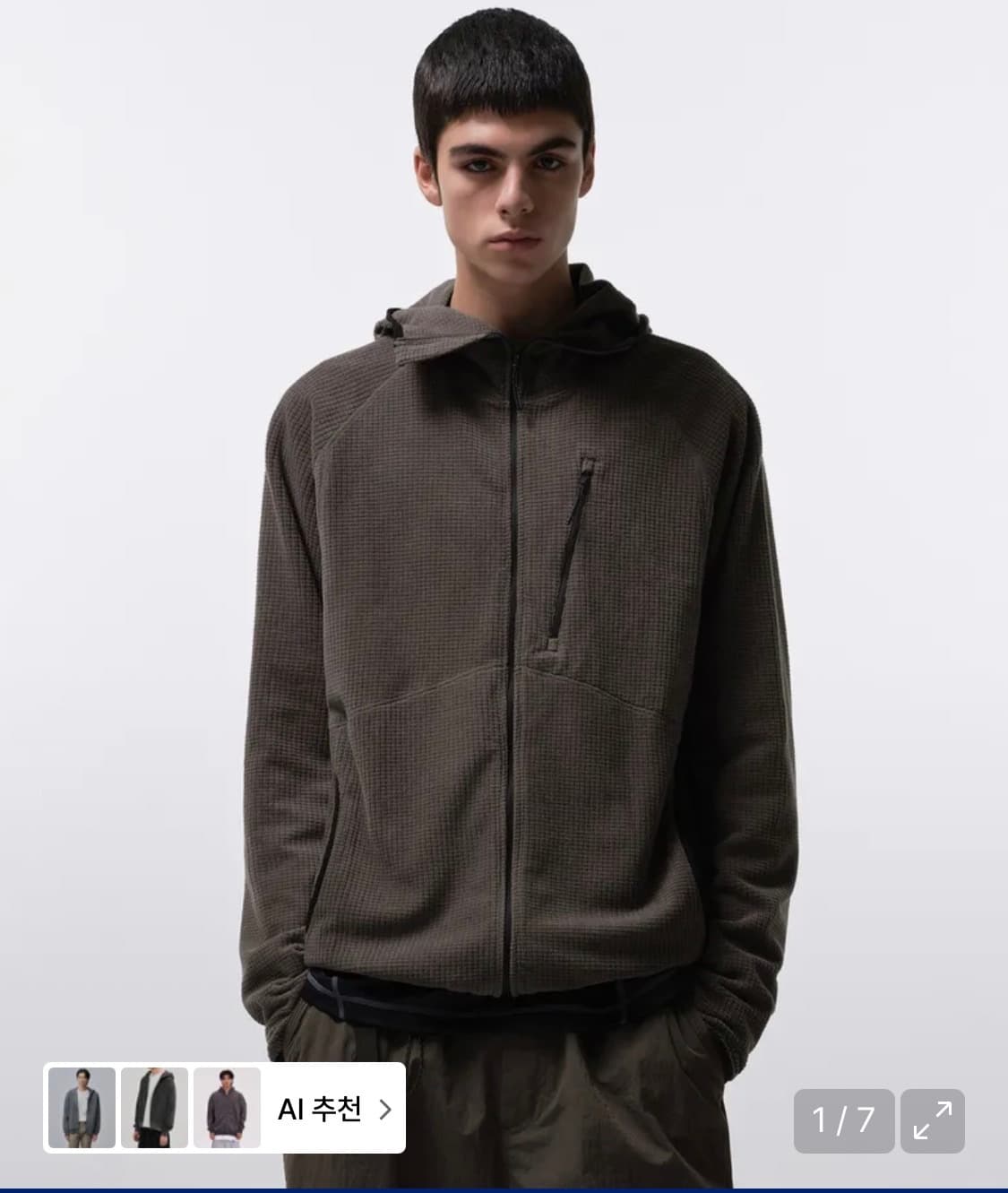 시티 레저 그리드 폴라 플리스 바라클라바 후디드 집업 [머드 그레이] 상품이미지1