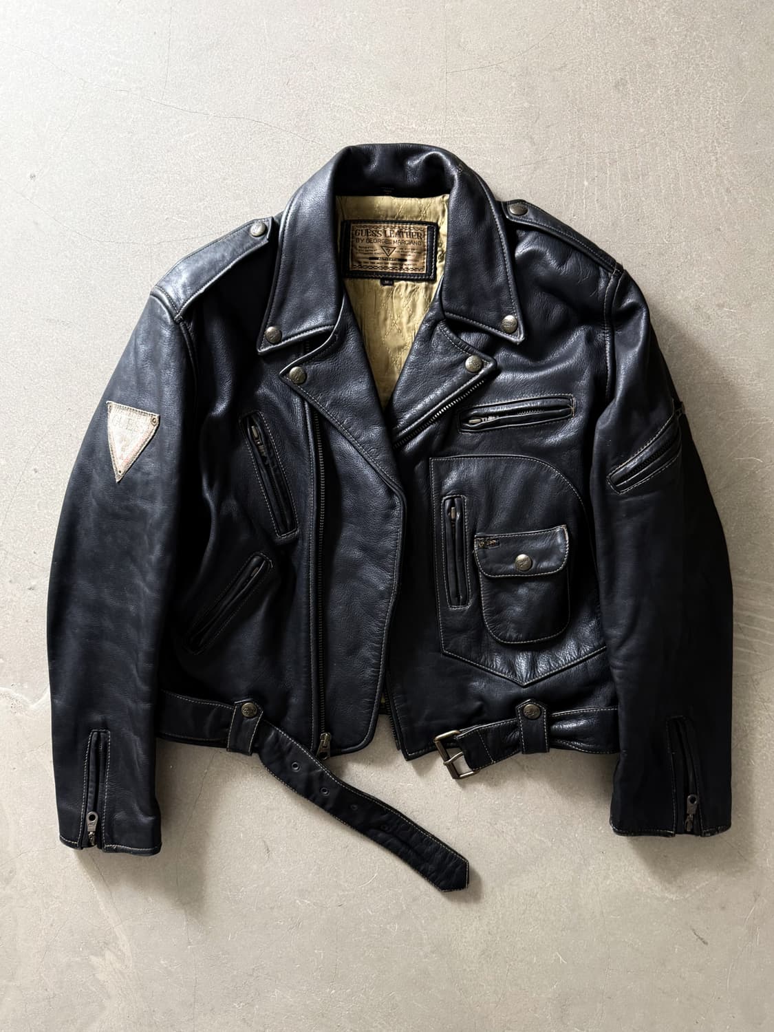 90s GUESS GENUINE LEATHER BIKER JACKET 상품이미지6