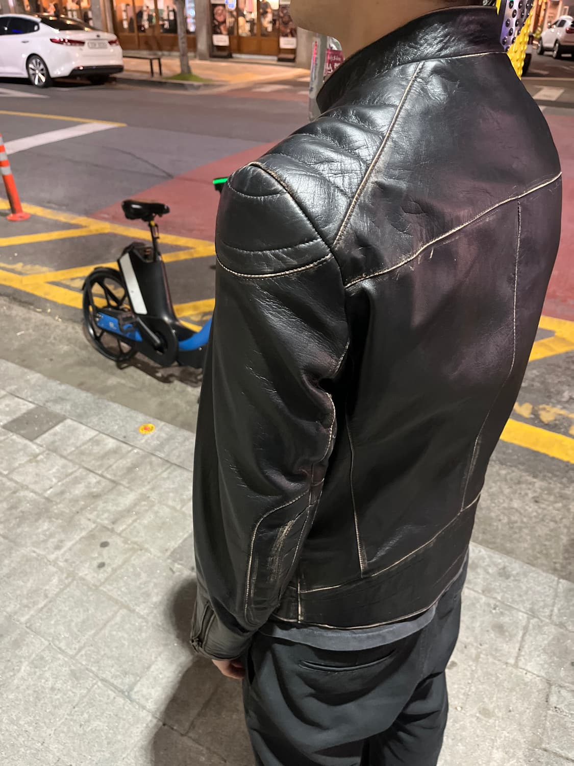 Italy made 리얼 레더 바이커 자켓 상품이미지4