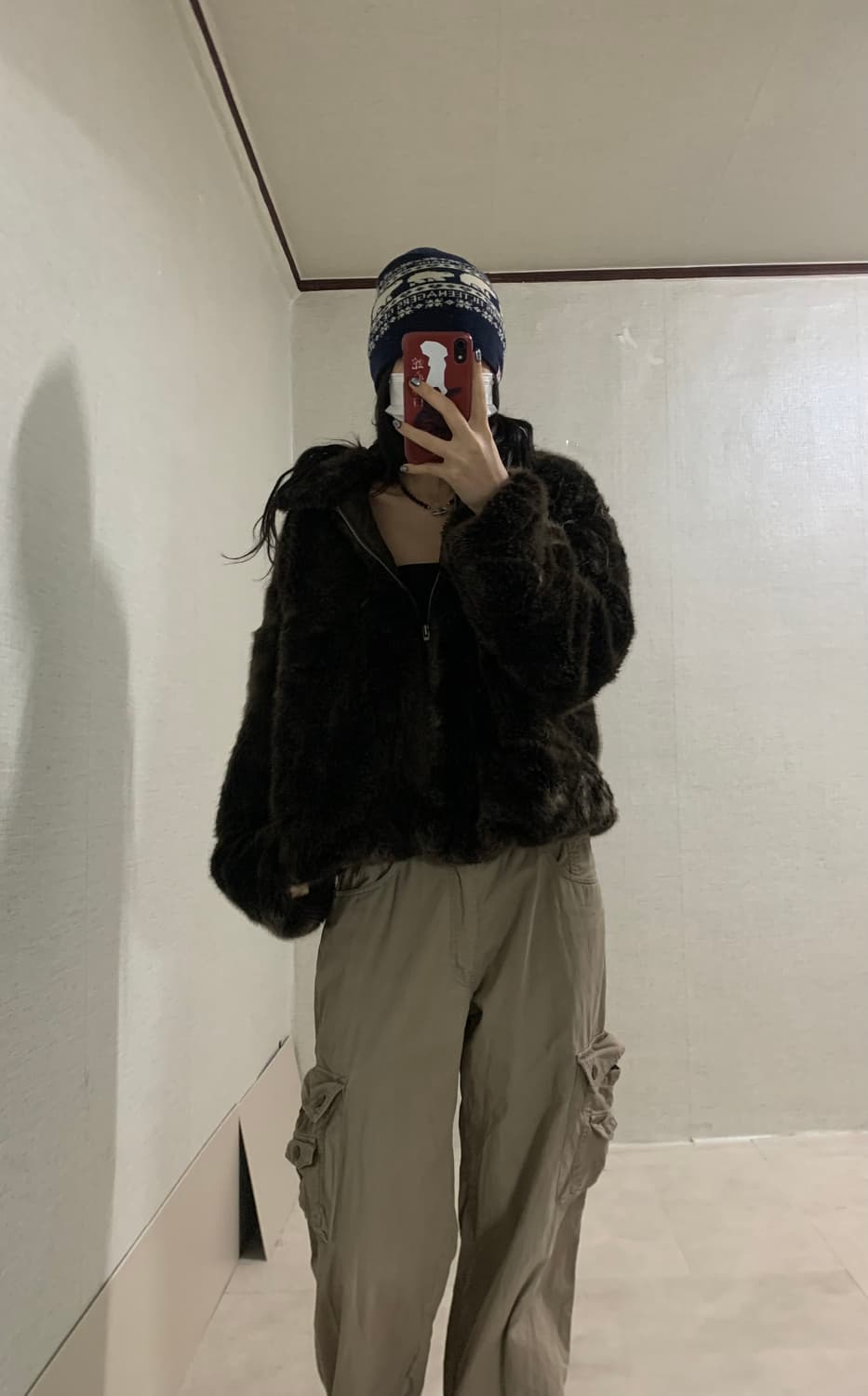 brown fur zip-up jacket 상품이미지3