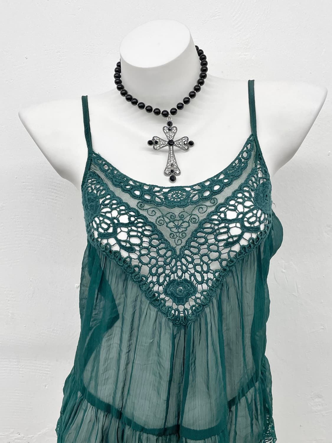 딥그린 레이스 슬립 상품이미지2