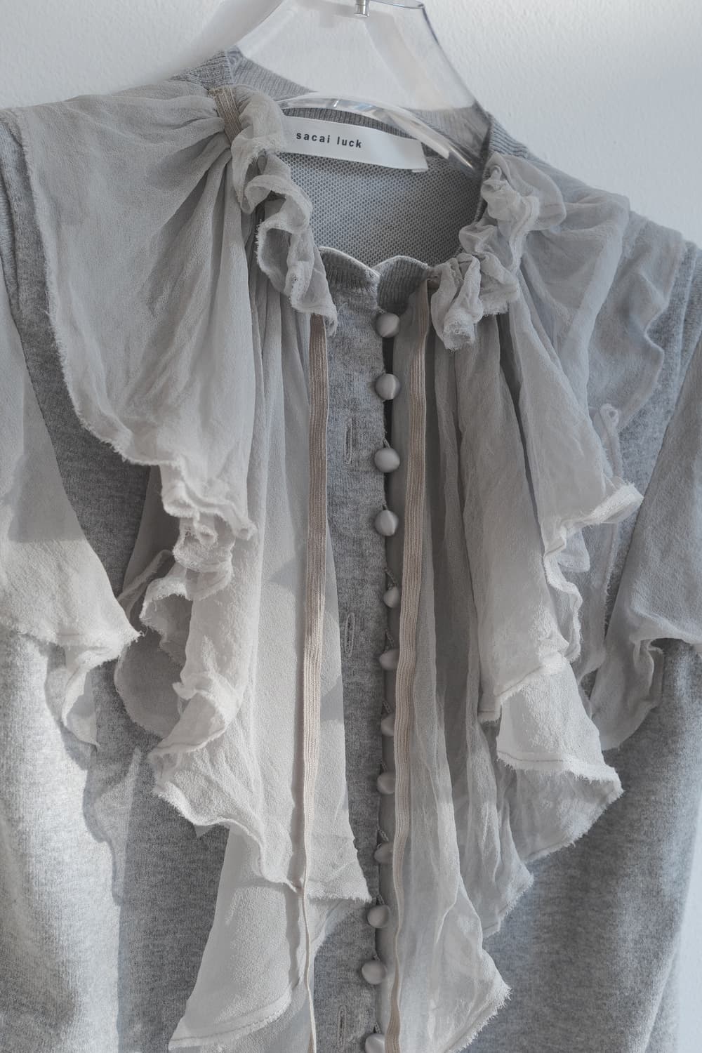 Silk frill covered button cardigan  상품이미지4