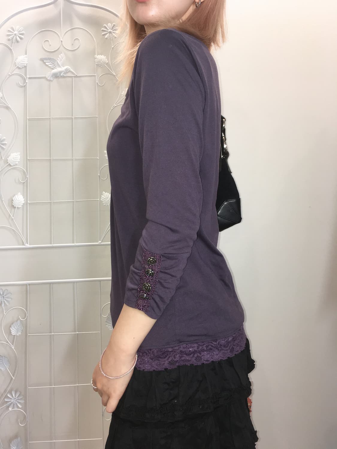 axes femme 딥퍼플 앤틱 레이스 티셔츠 상품이미지4