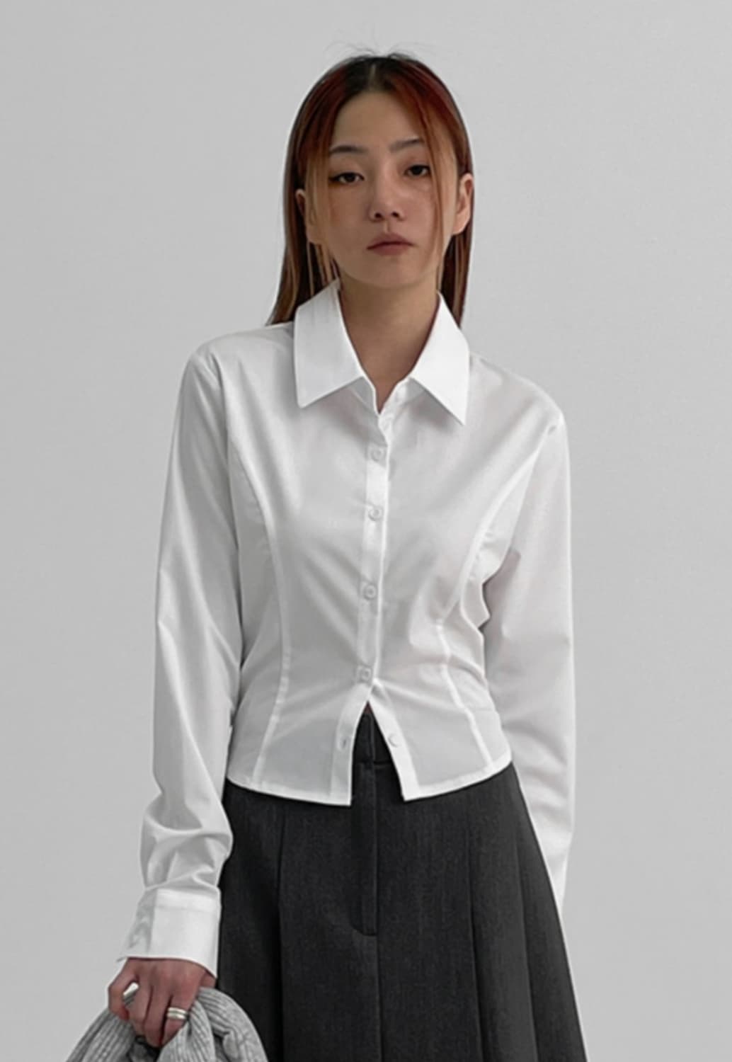 블랙업 샤큰 베이직 셔츠 / 화이트 상품이미지1